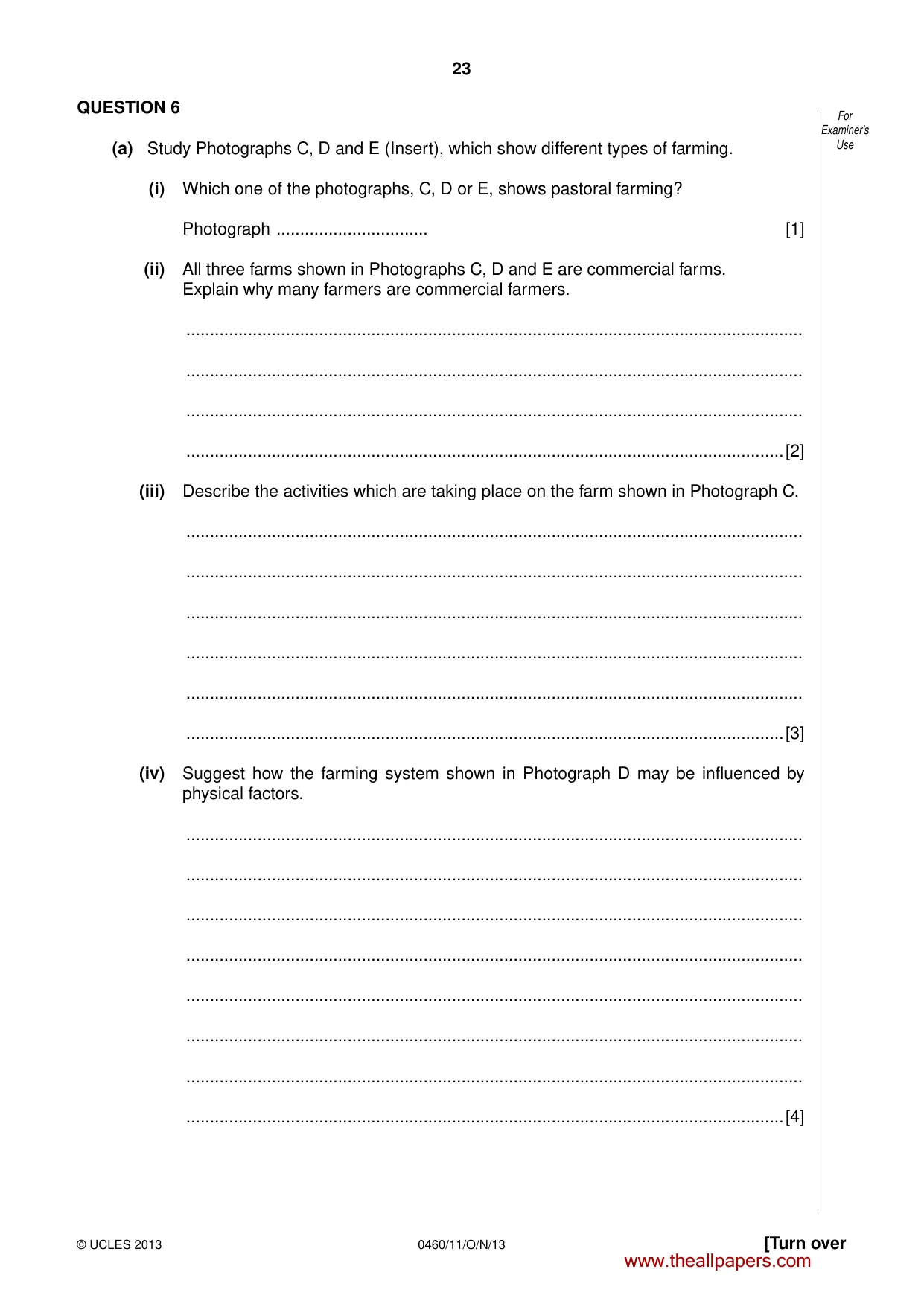 Cambridge IGCSE Geography 0460 2013 Oct/Nov Paper 1 · Variant 1 question paper, page 23 of 28
