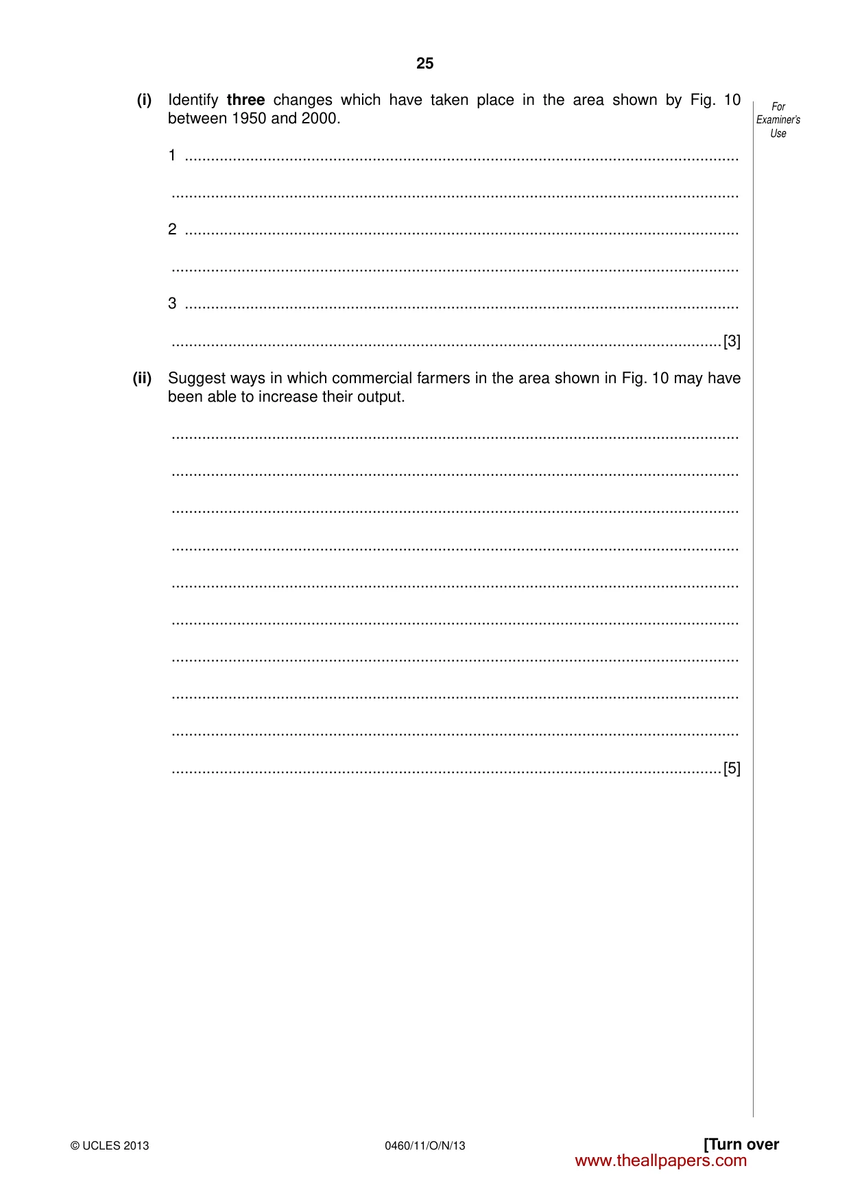 Cambridge IGCSE Geography 0460 2013 Oct/Nov Paper 1 · Variant 1 question paper, page 25 of 28
