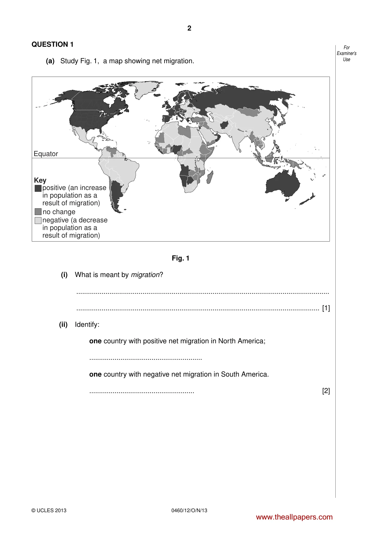 Cambridge IGCSE Geography 0460 2013 Oct/Nov Paper 1 · Variant 2 question paper, page 2 of 28