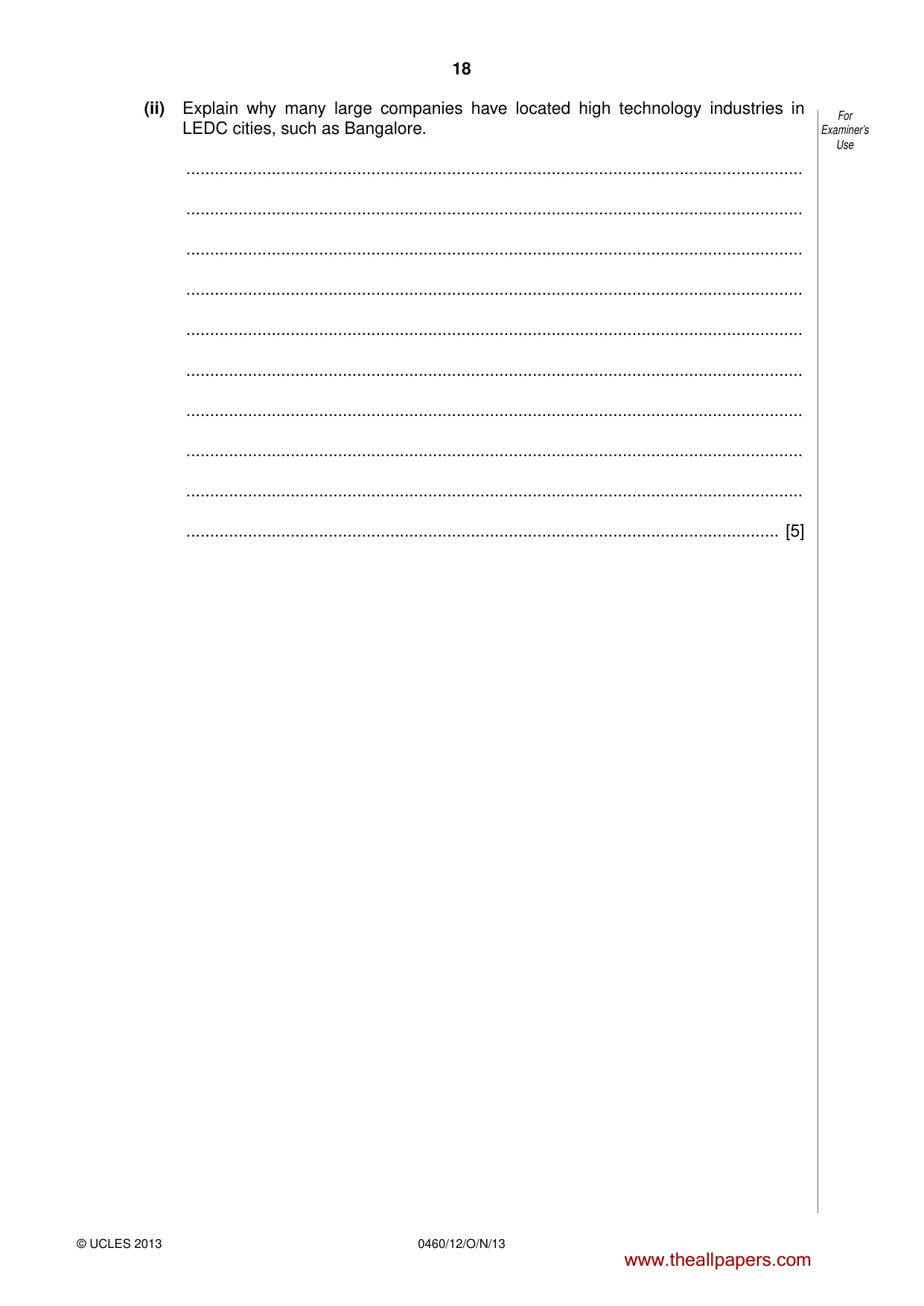 Cambridge IGCSE Geography 0460 2013 Oct/Nov Paper 1 · Variant 2 question paper, page 18 of 28