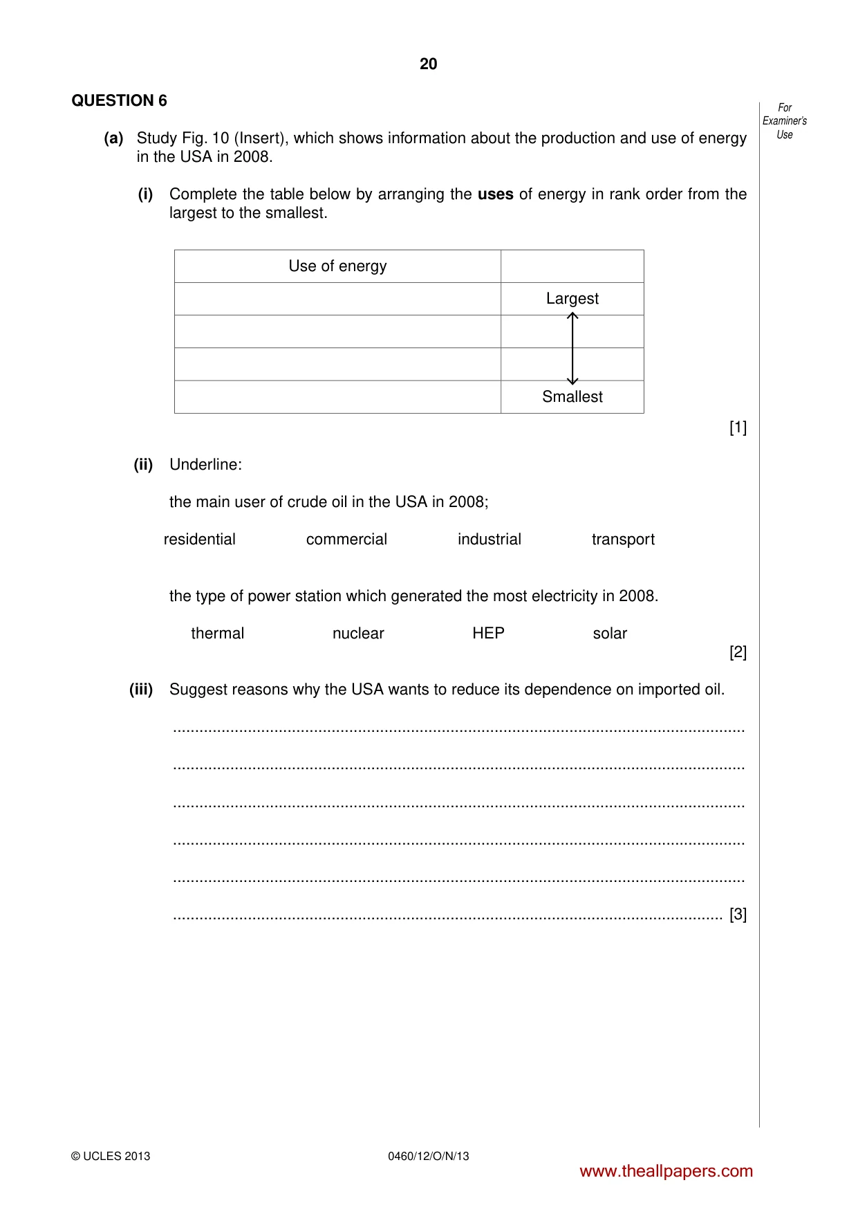 Cambridge IGCSE Geography 0460 2013 Oct/Nov Paper 1 · Variant 2 question paper, page 20 of 28