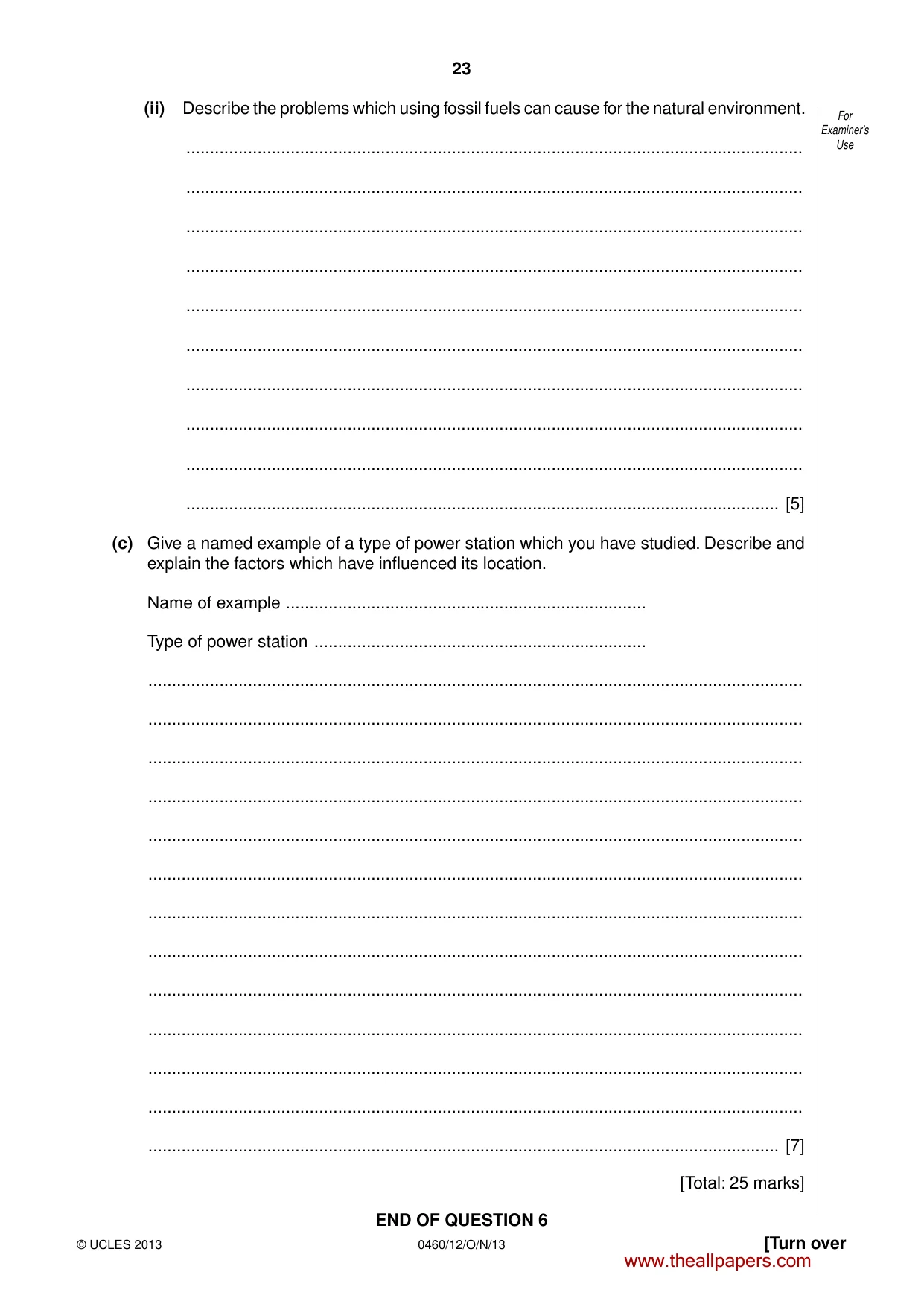 Cambridge IGCSE Geography 0460 2013 Oct/Nov Paper 1 · Variant 2 question paper, page 23 of 28