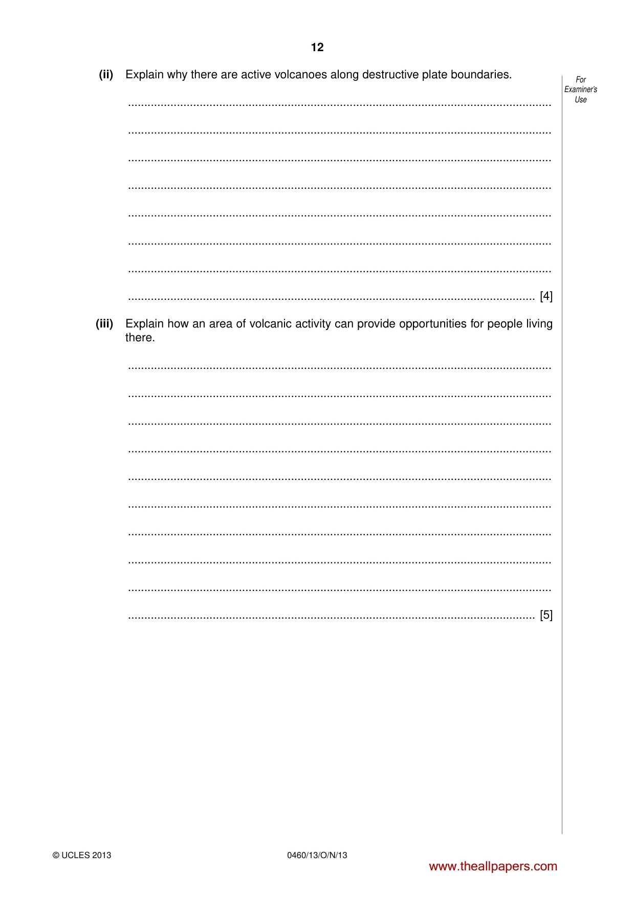 Cambridge IGCSE Geography 0460 2013 Oct/Nov Paper 1 · Variant 3 question paper, page 12 of 28