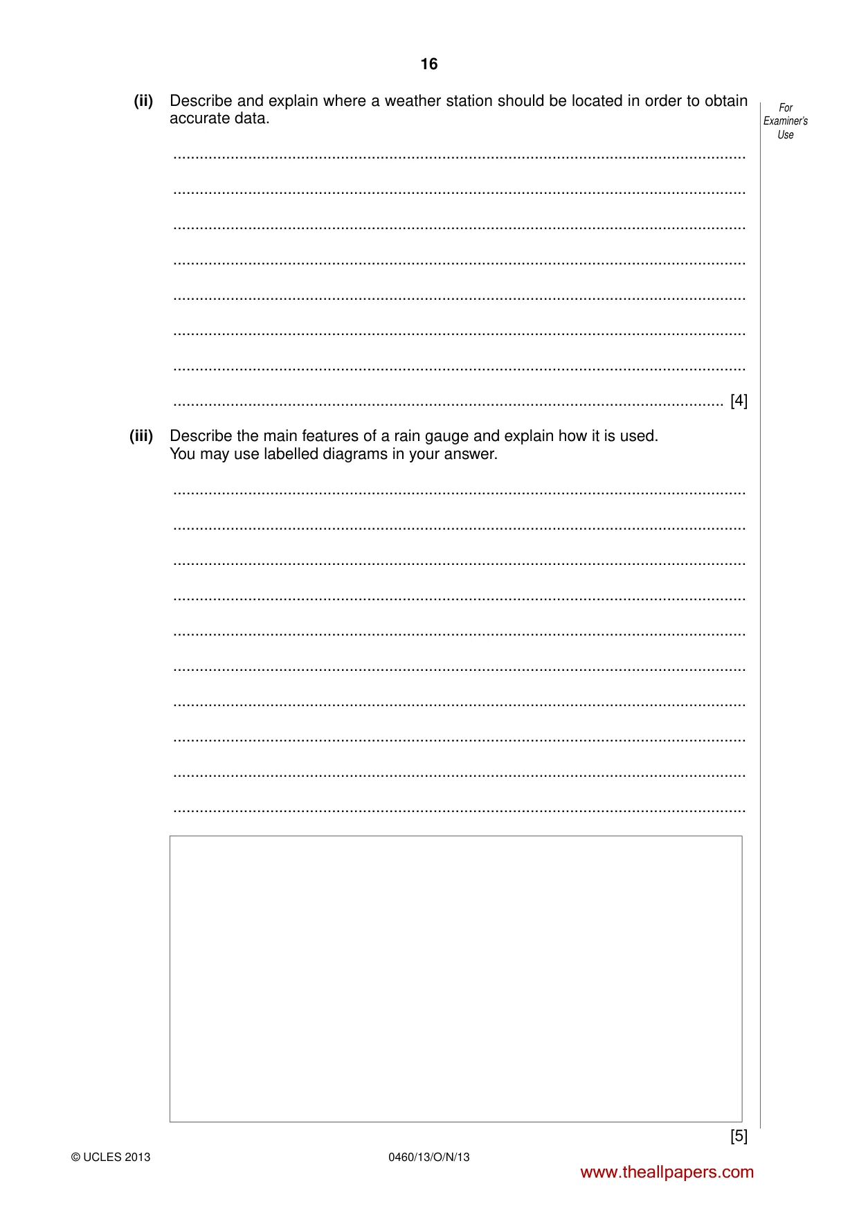 Cambridge IGCSE Geography 0460 2013 Oct/Nov Paper 1 · Variant 3 question paper, page 16 of 28