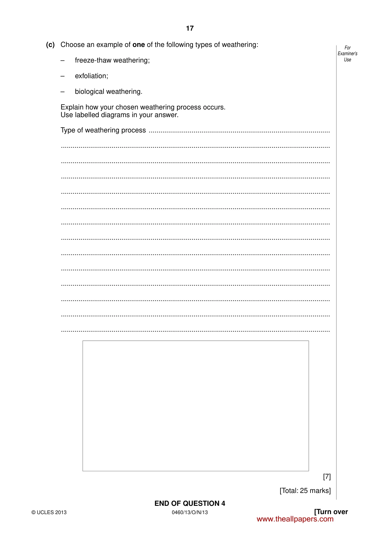 Cambridge IGCSE Geography 0460 2013 Oct/Nov Paper 1 · Variant 3 question paper, page 17 of 28