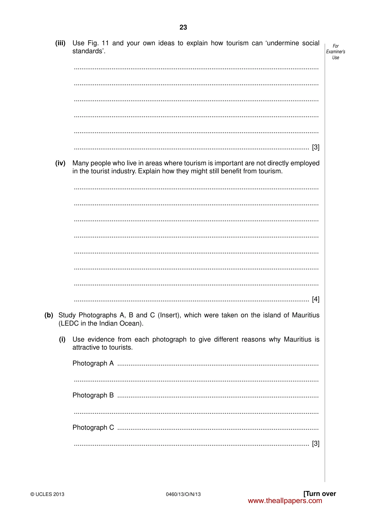 Cambridge IGCSE Geography 0460 2013 Oct/Nov Paper 1 · Variant 3 question paper, page 23 of 28