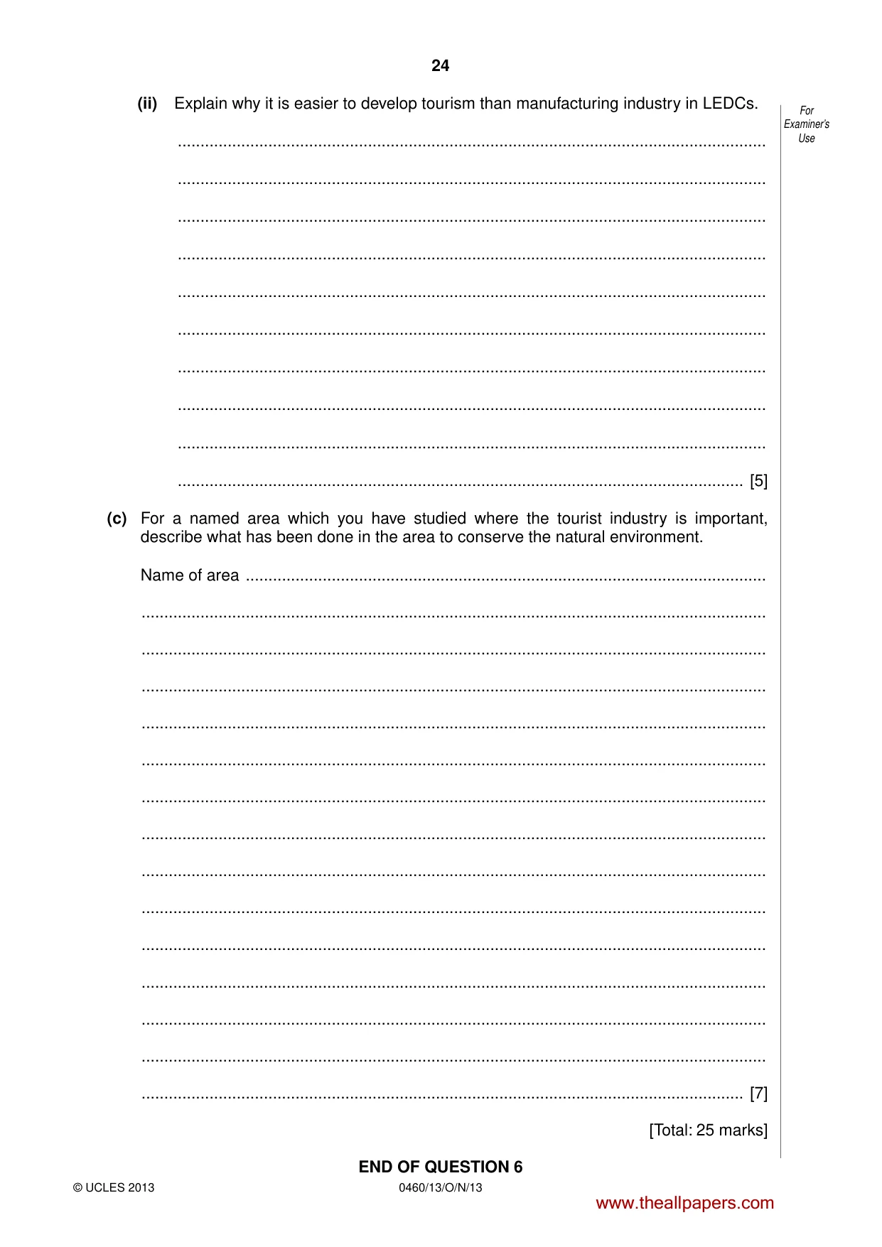 Cambridge IGCSE Geography 0460 2013 Oct/Nov Paper 1 · Variant 3 question paper, page 24 of 28