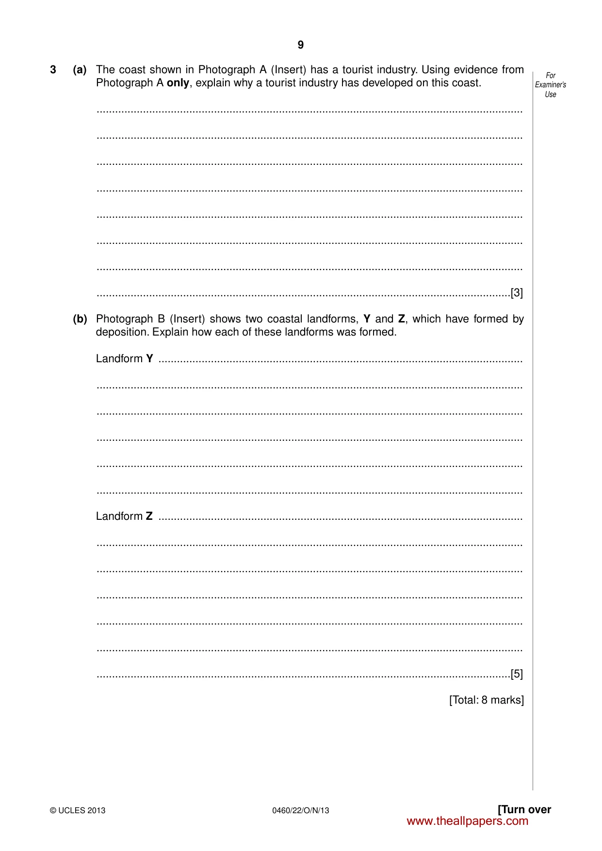 Cambridge IGCSE Geography 0460 2013 Oct/Nov Paper 2 · Variant 2 question paper, page 9 of 16