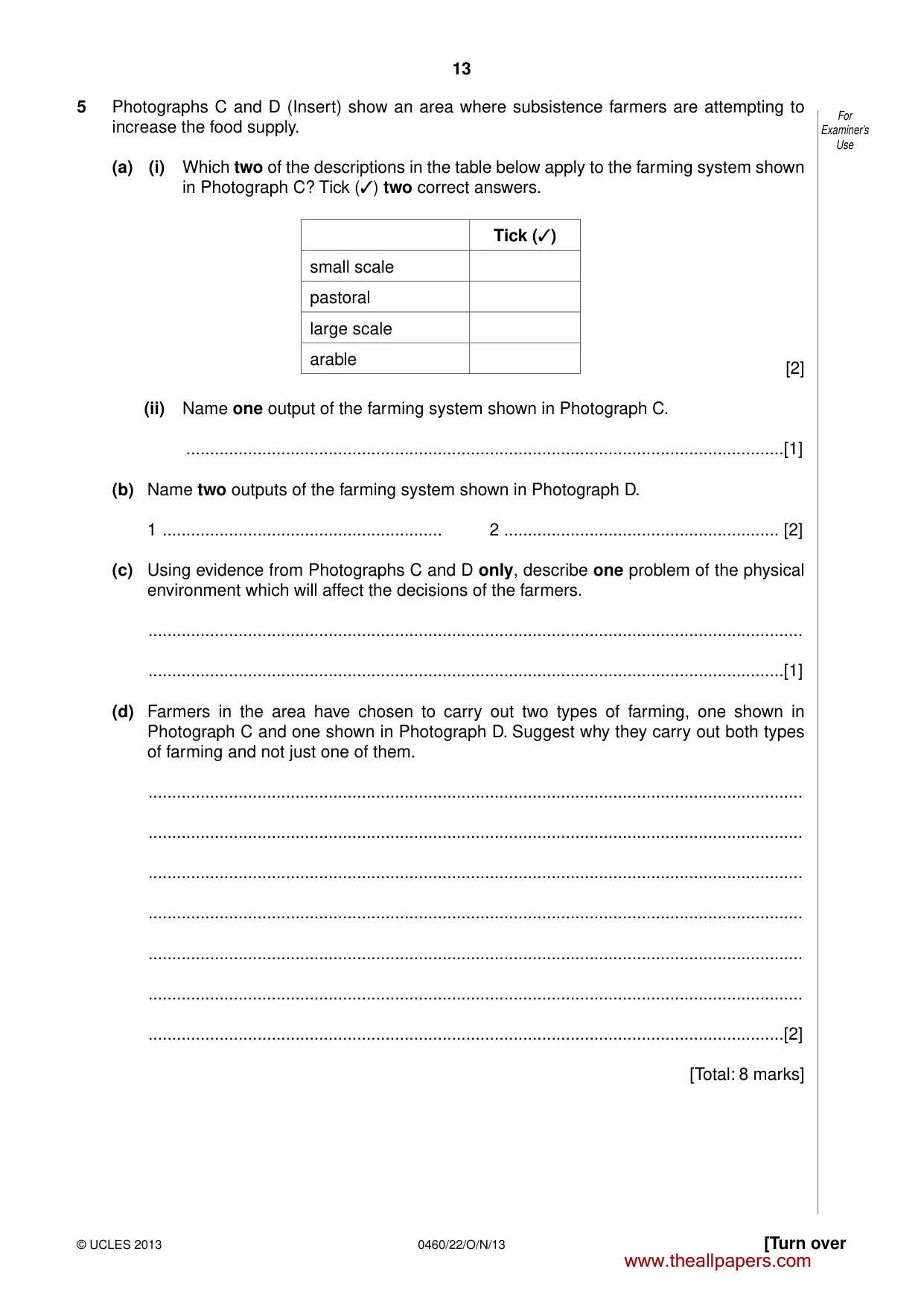 Cambridge IGCSE Geography 0460 2013 Oct/Nov Paper 2 · Variant 2 question paper, page 13 of 16