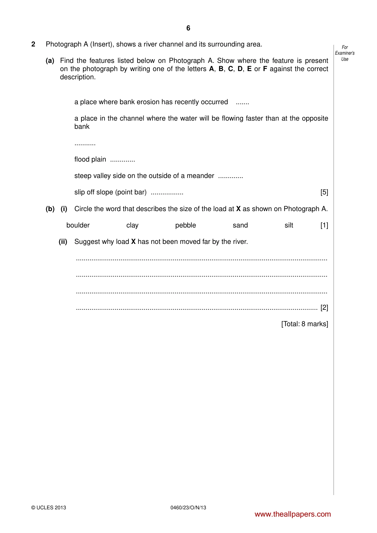 Cambridge IGCSE Geography 0460 2013 Oct/Nov Paper 2 · Variant 3 question paper, page 6 of 16