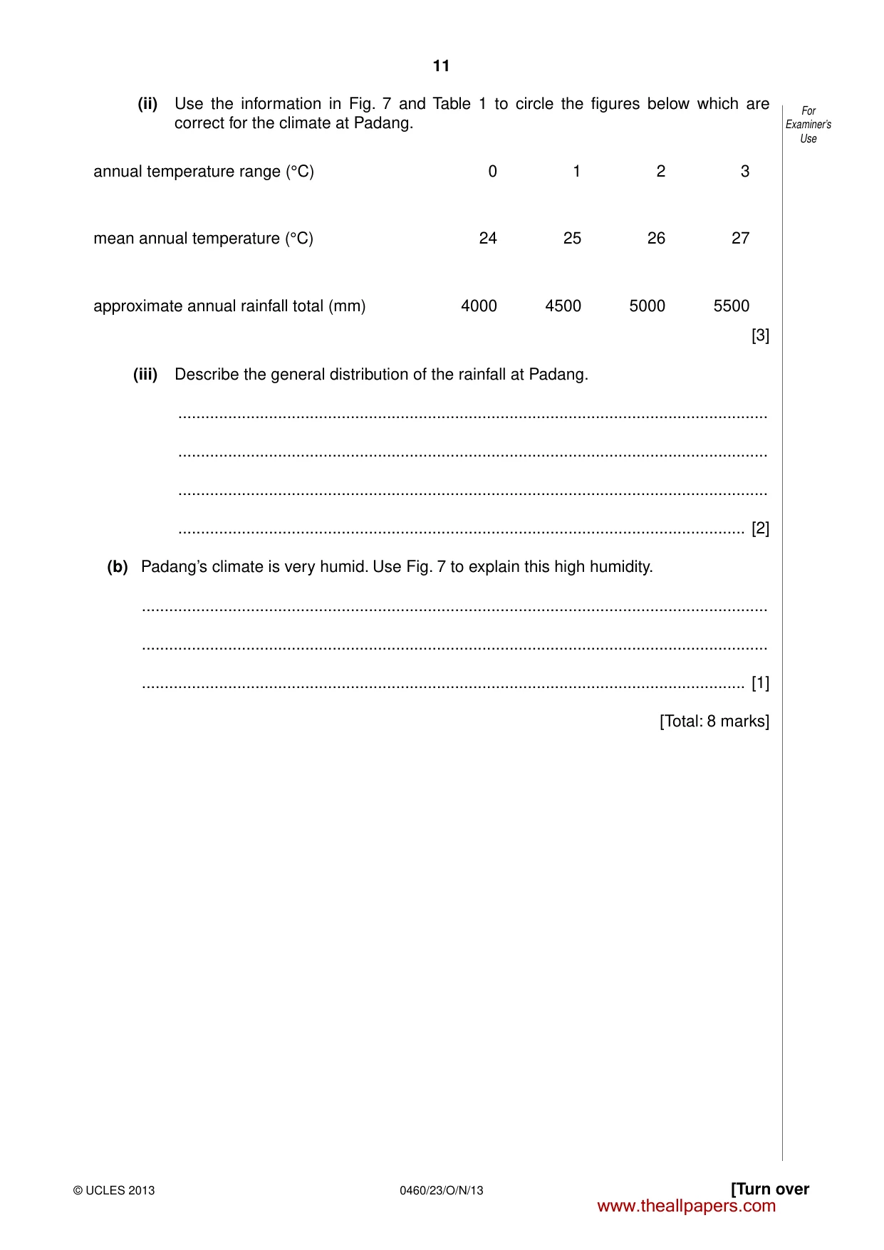 Cambridge IGCSE Geography 0460 2013 Oct/Nov Paper 2 · Variant 3 question paper, page 11 of 16