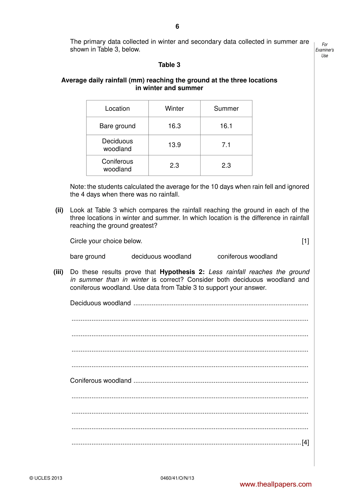 Cambridge IGCSE Geography 0460 2013 Oct/Nov Paper 4 · Variant 1 question paper, page 6 of 16