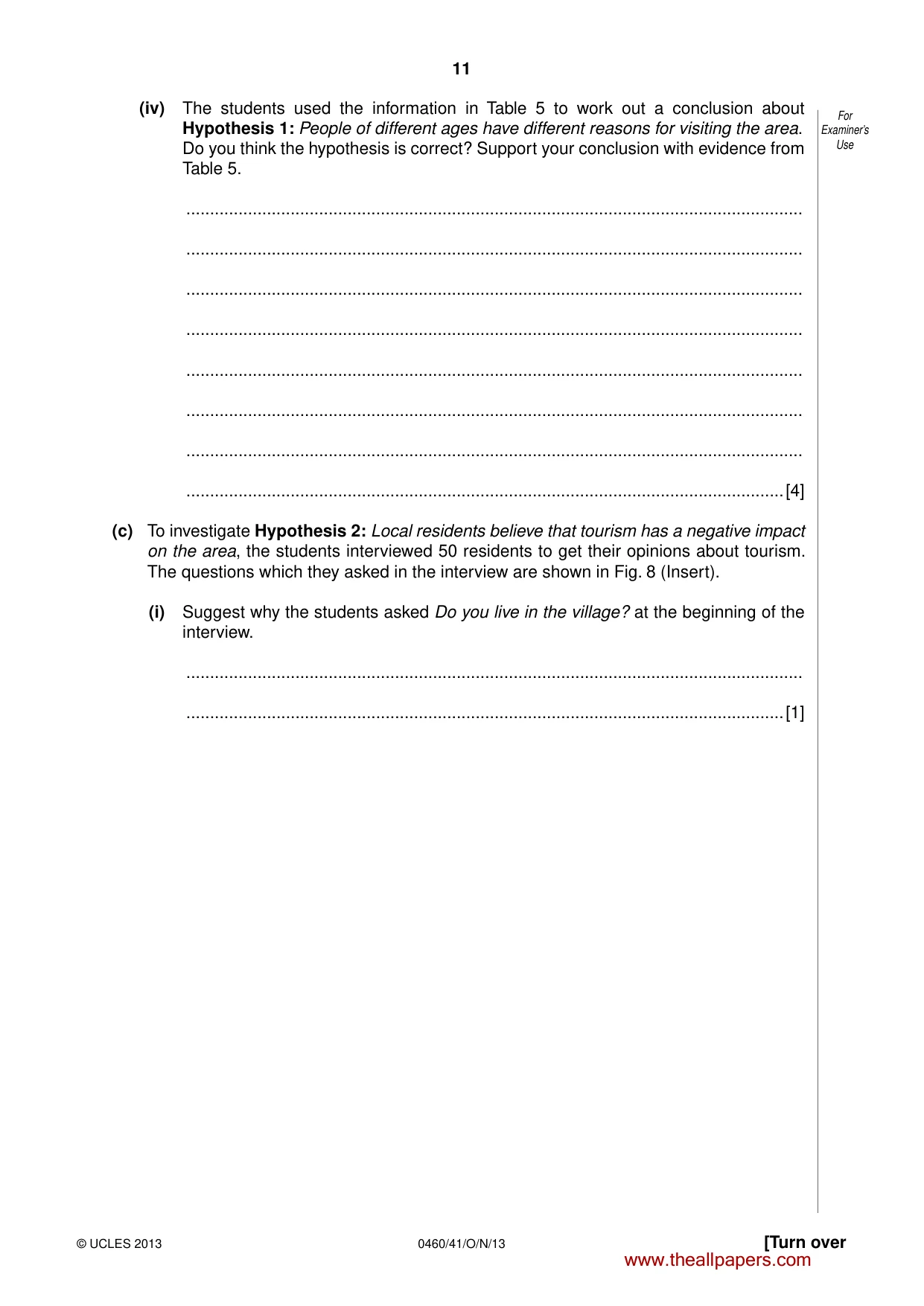 Cambridge IGCSE Geography 0460 2013 Oct/Nov Paper 4 · Variant 1 question paper, page 11 of 16