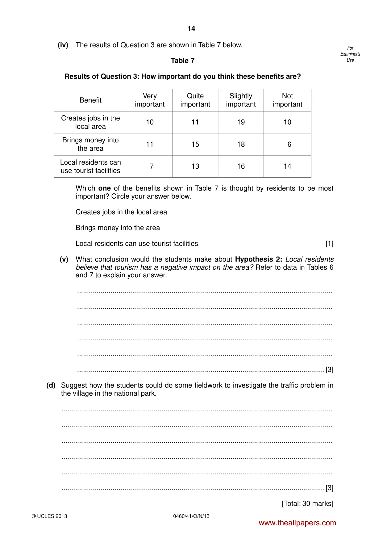 Cambridge IGCSE Geography 0460 2013 Oct/Nov Paper 4 · Variant 1 question paper, page 14 of 16