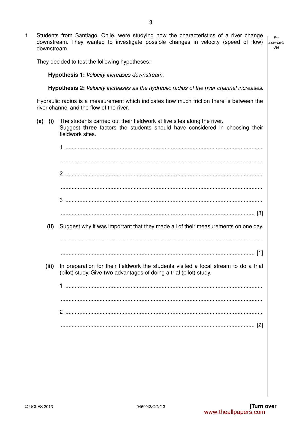 Cambridge IGCSE Geography 0460 2013 Oct/Nov Paper 4 · Variant 2 question paper, page 3 of 16