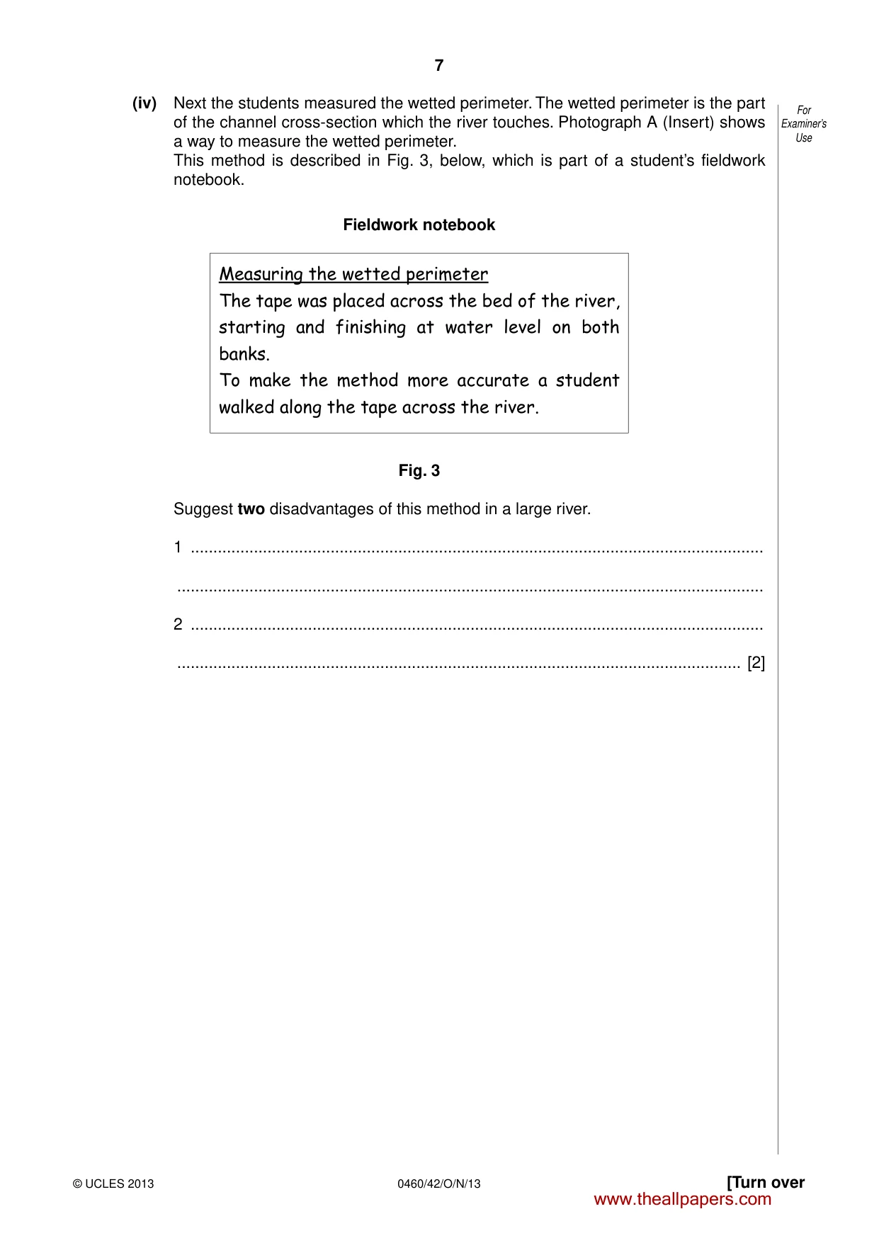 Cambridge IGCSE Geography 0460 2013 Oct/Nov Paper 4 · Variant 2 question paper, page 7 of 16