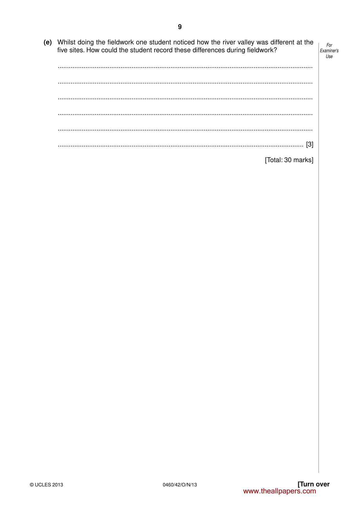 Cambridge IGCSE Geography 0460 2013 Oct/Nov Paper 4 · Variant 2 question paper, page 9 of 16