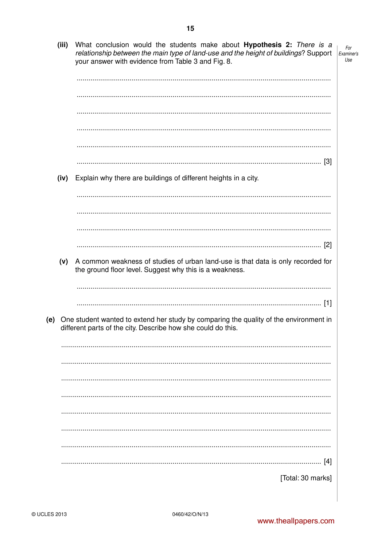 Cambridge IGCSE Geography 0460 2013 Oct/Nov Paper 4 · Variant 2 question paper, page 15 of 16