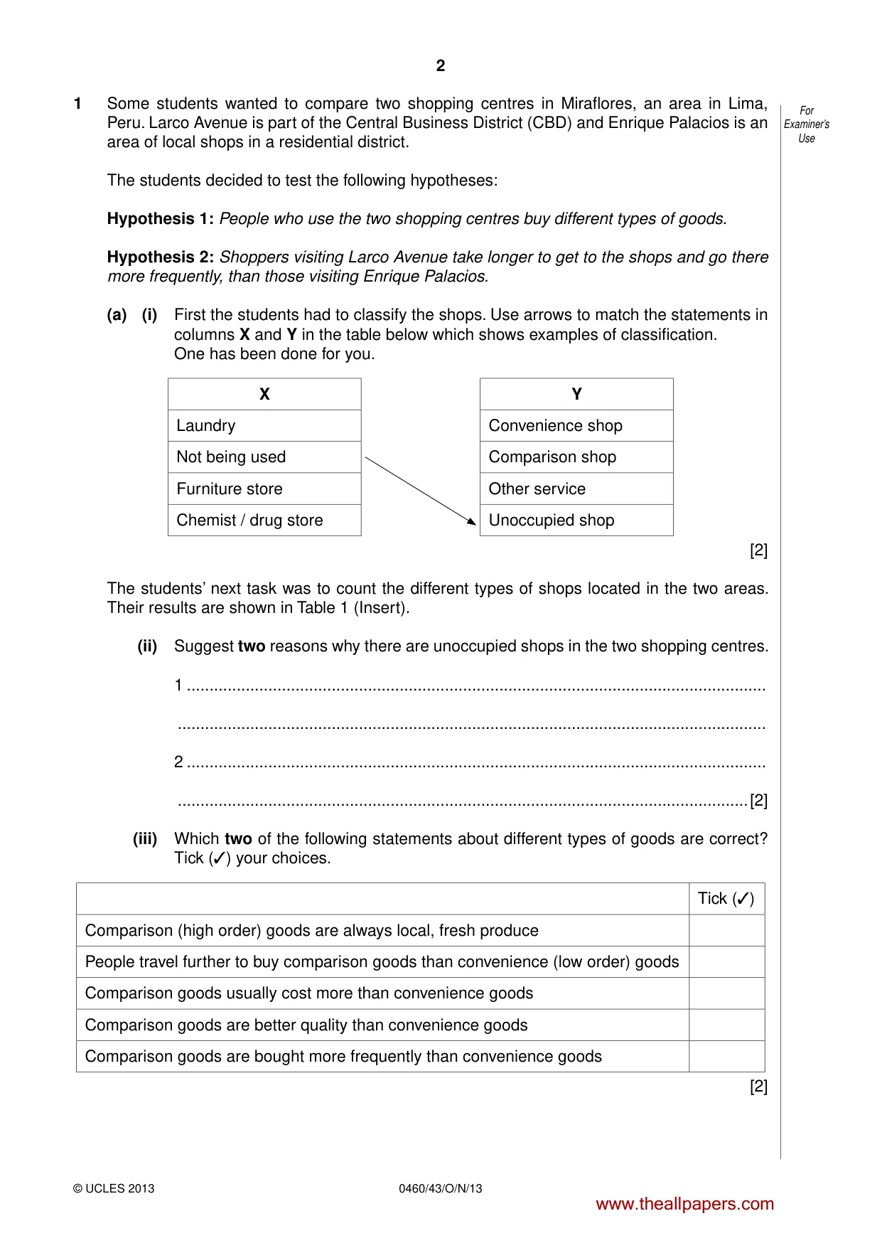 Cambridge IGCSE Geography 0460 2013 Oct/Nov Paper 4 · Variant 3 question paper, page 2 of 20