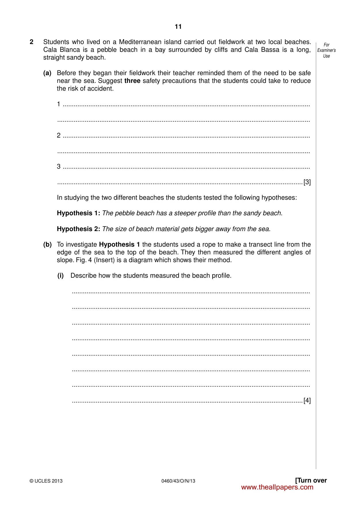 Cambridge IGCSE Geography 0460 2013 Oct/Nov Paper 4 · Variant 3 question paper, page 11 of 20