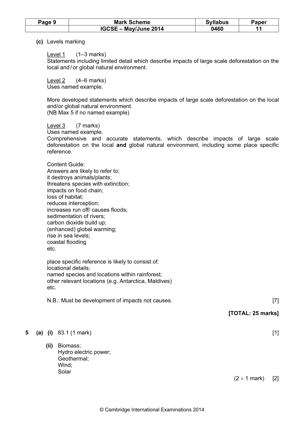 Mark scheme, page 9 of 13