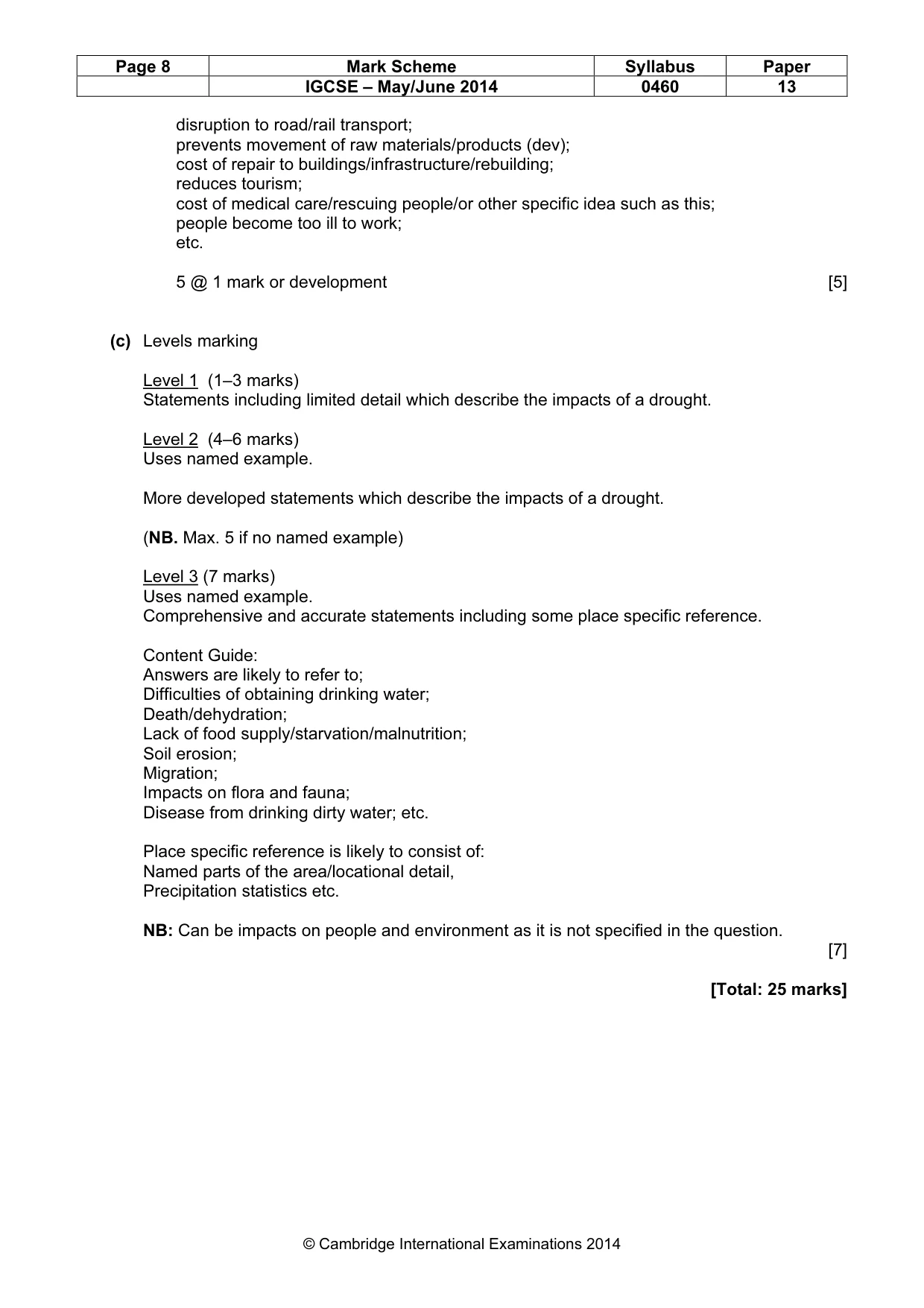 Mark scheme, page 8 of 14