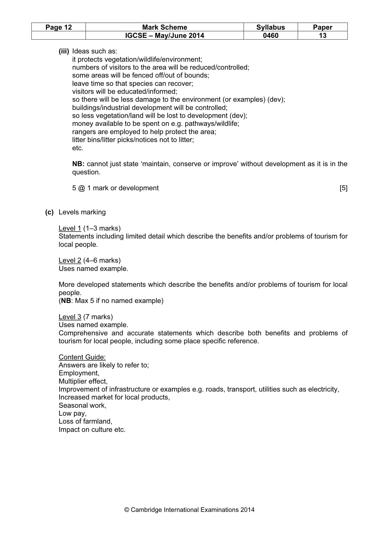 Mark scheme, page 12 of 14