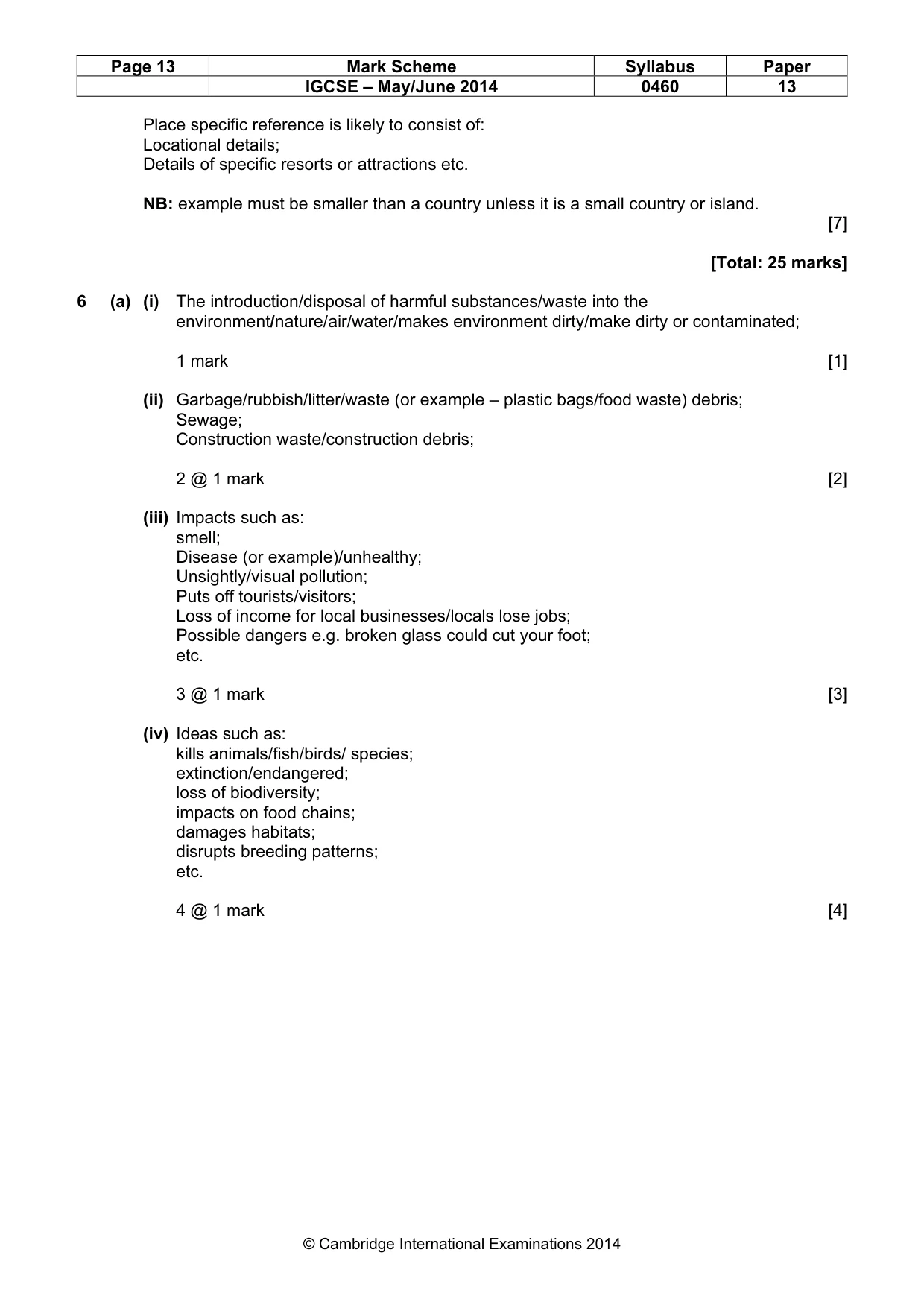 Mark scheme, page 13 of 14