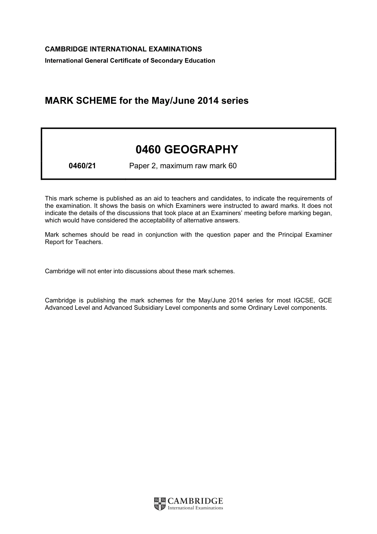 Mark scheme, page 1 of 5