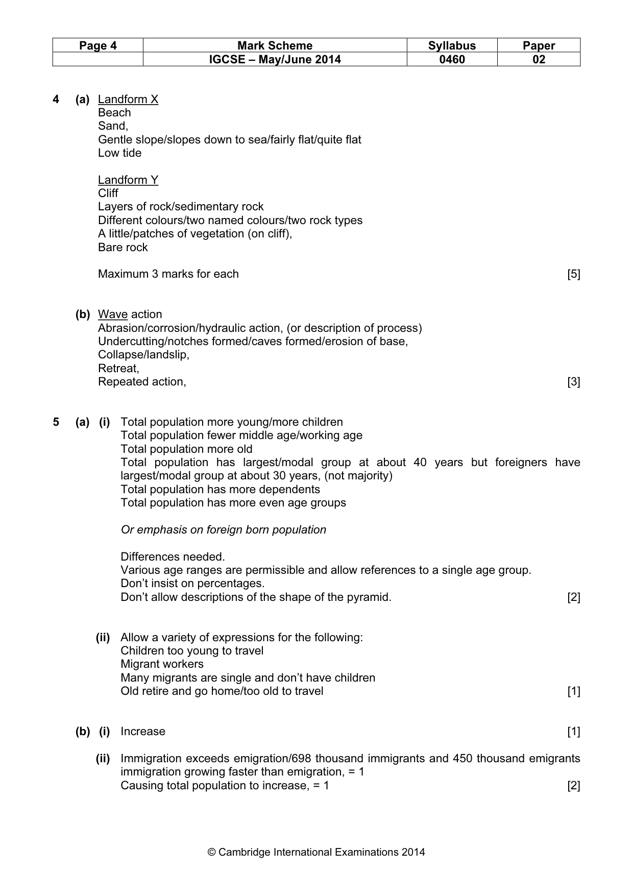 Mark scheme, page 4 of 5