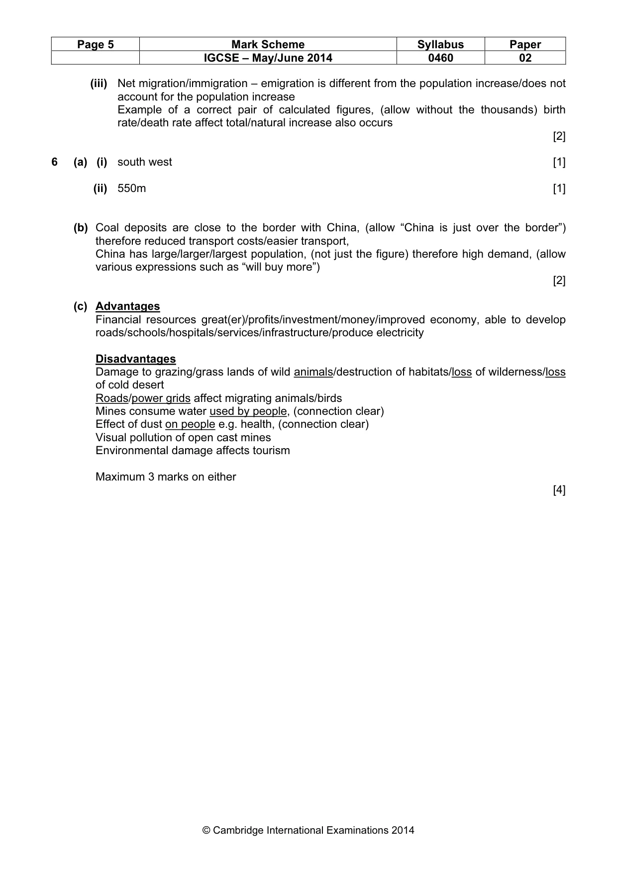 Mark scheme, page 5 of 5