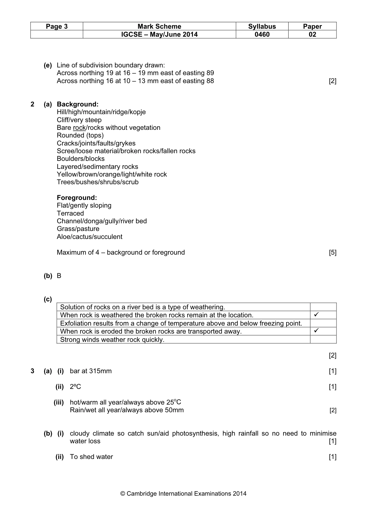Mark scheme, page 3 of 5