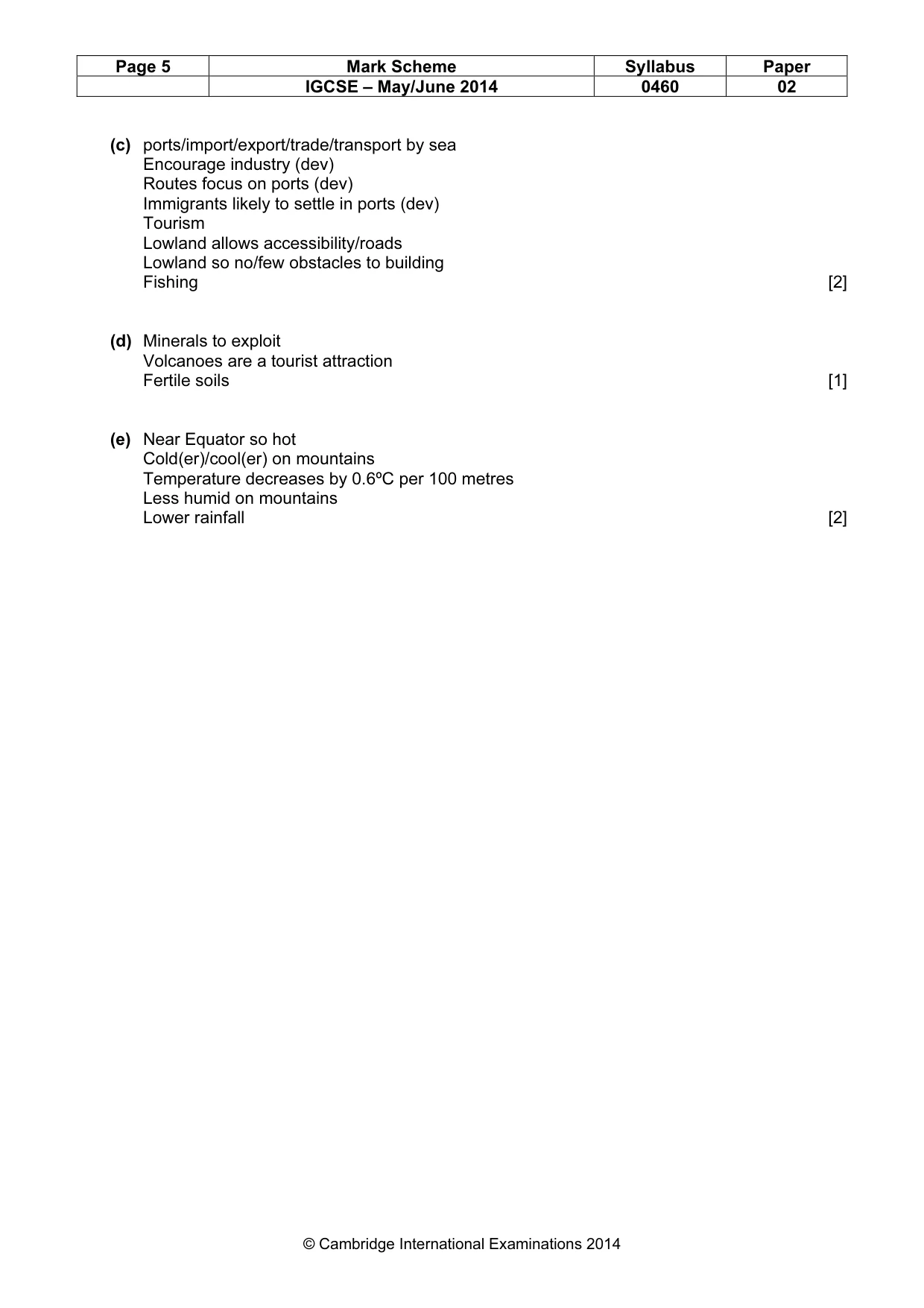Mark scheme, page 5 of 5