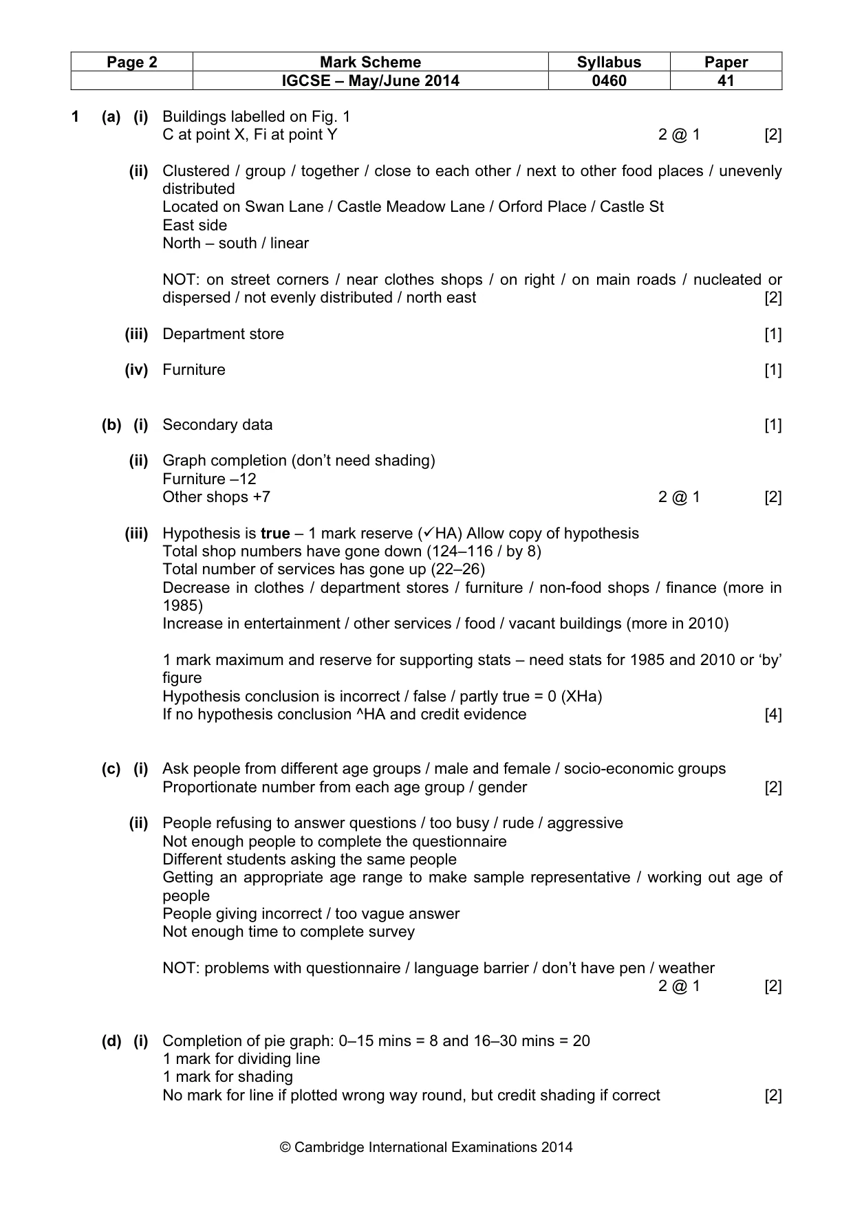 Mark scheme, page 2 of 5