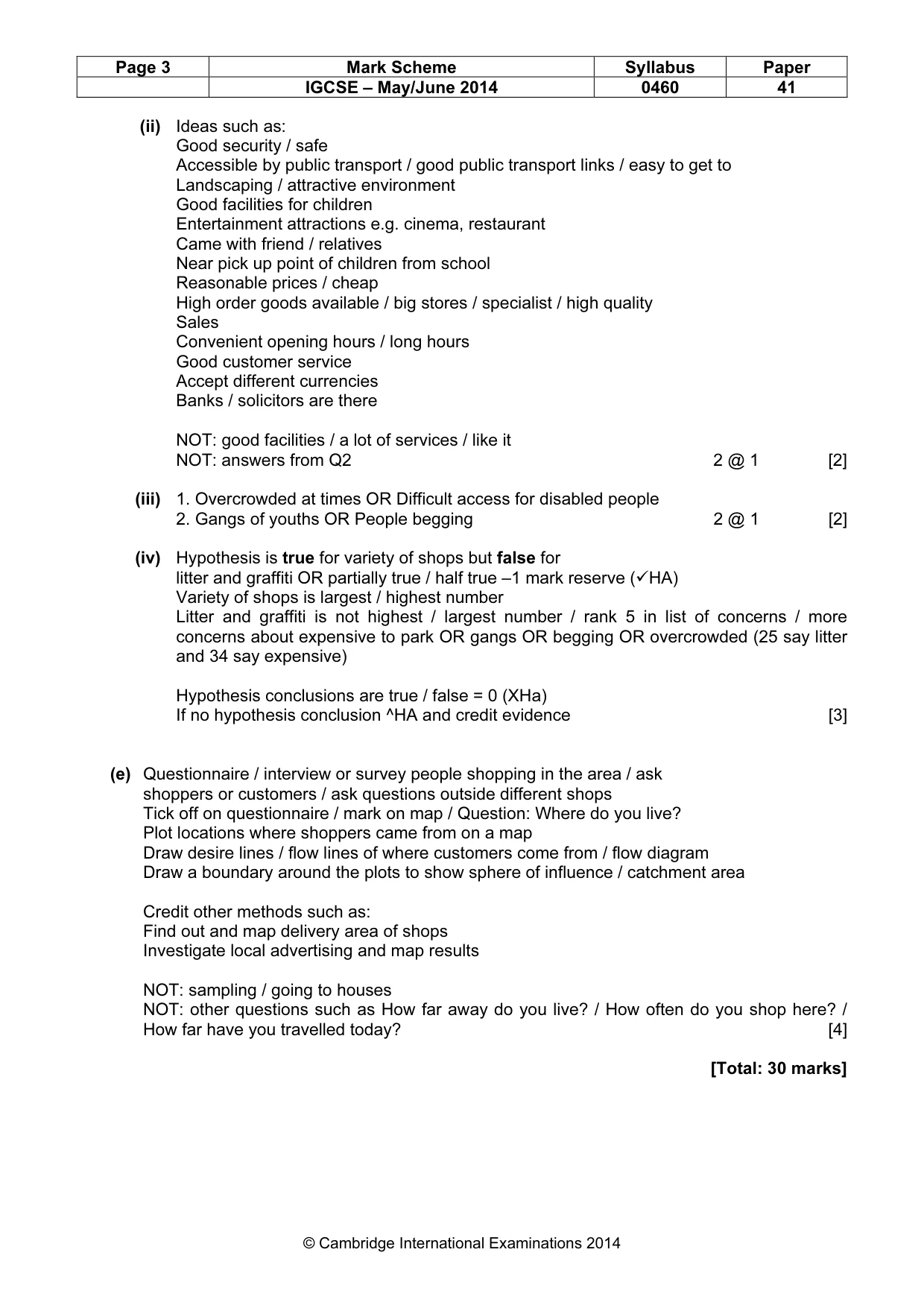 Mark scheme, page 3 of 5