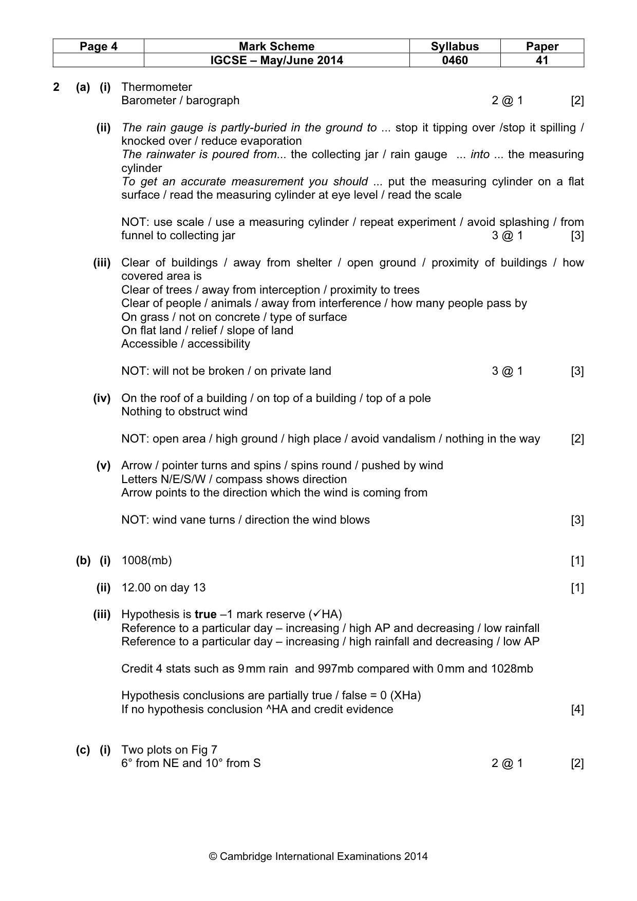 Mark scheme, page 4 of 5