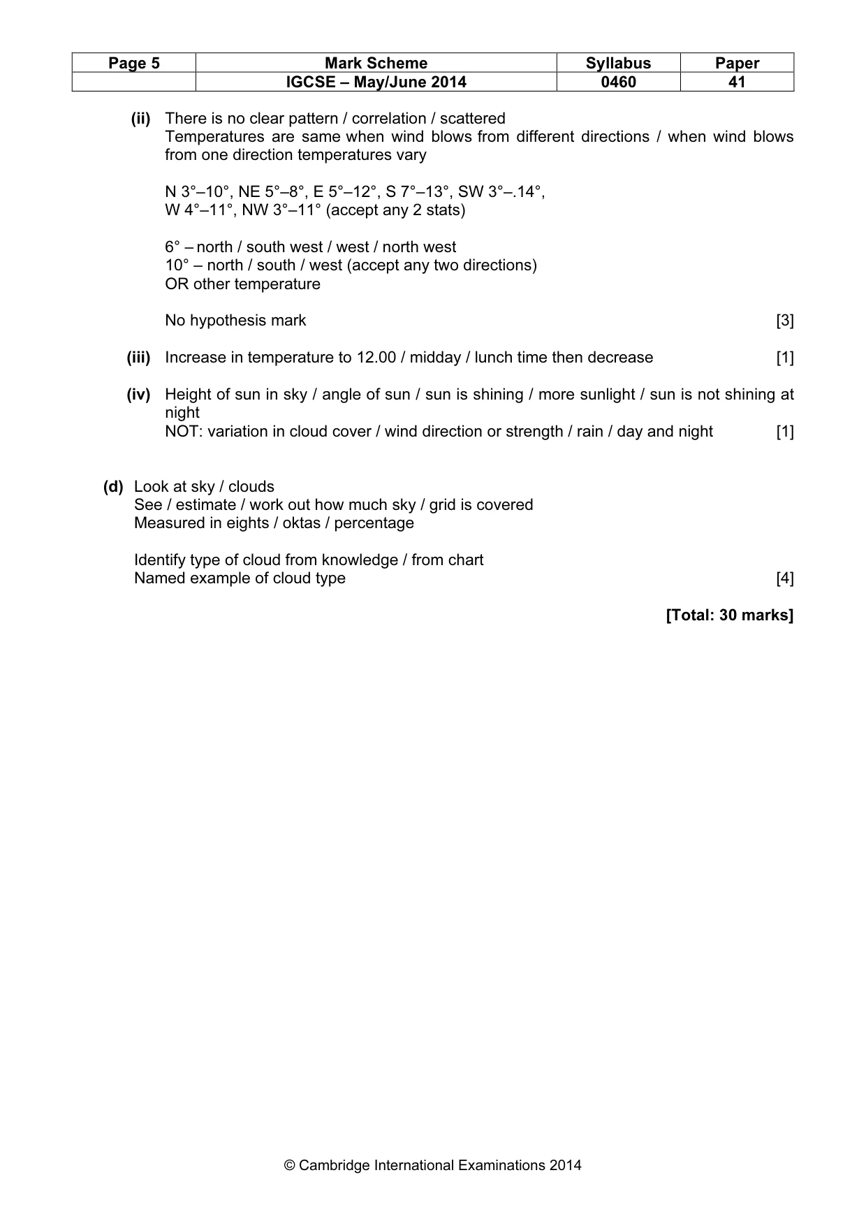 Mark scheme, page 5 of 5