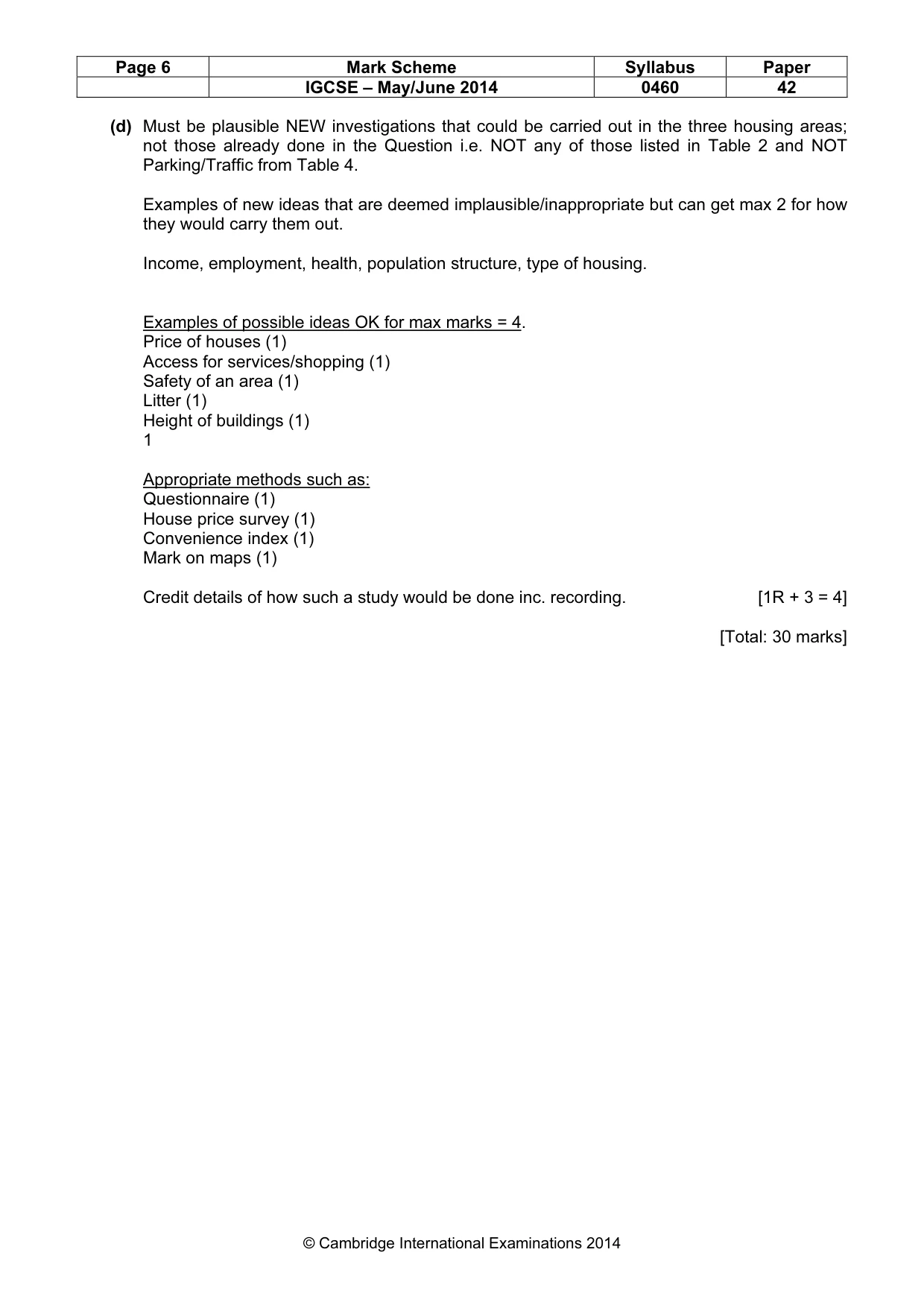 Mark scheme, page 6 of 6