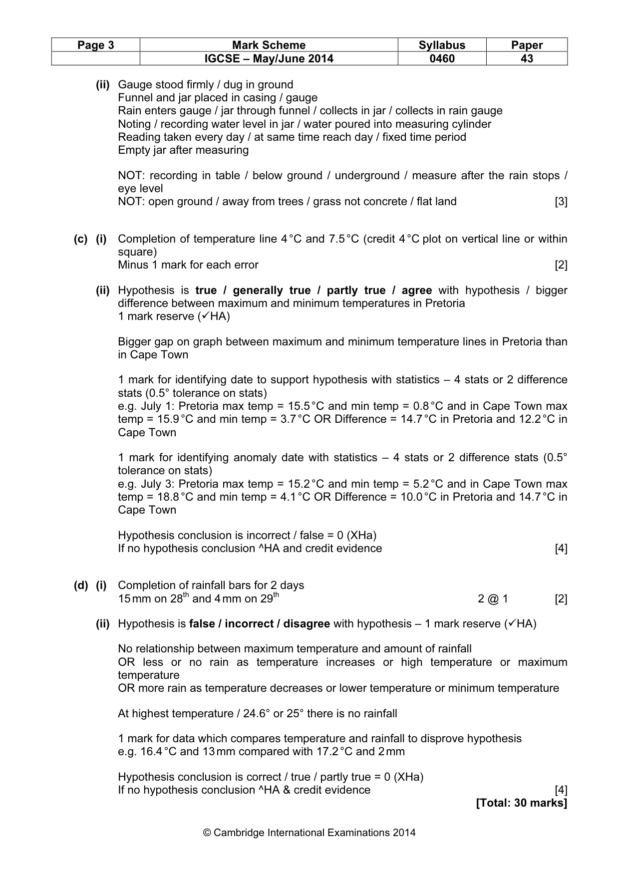 Mark scheme, page 3 of 6