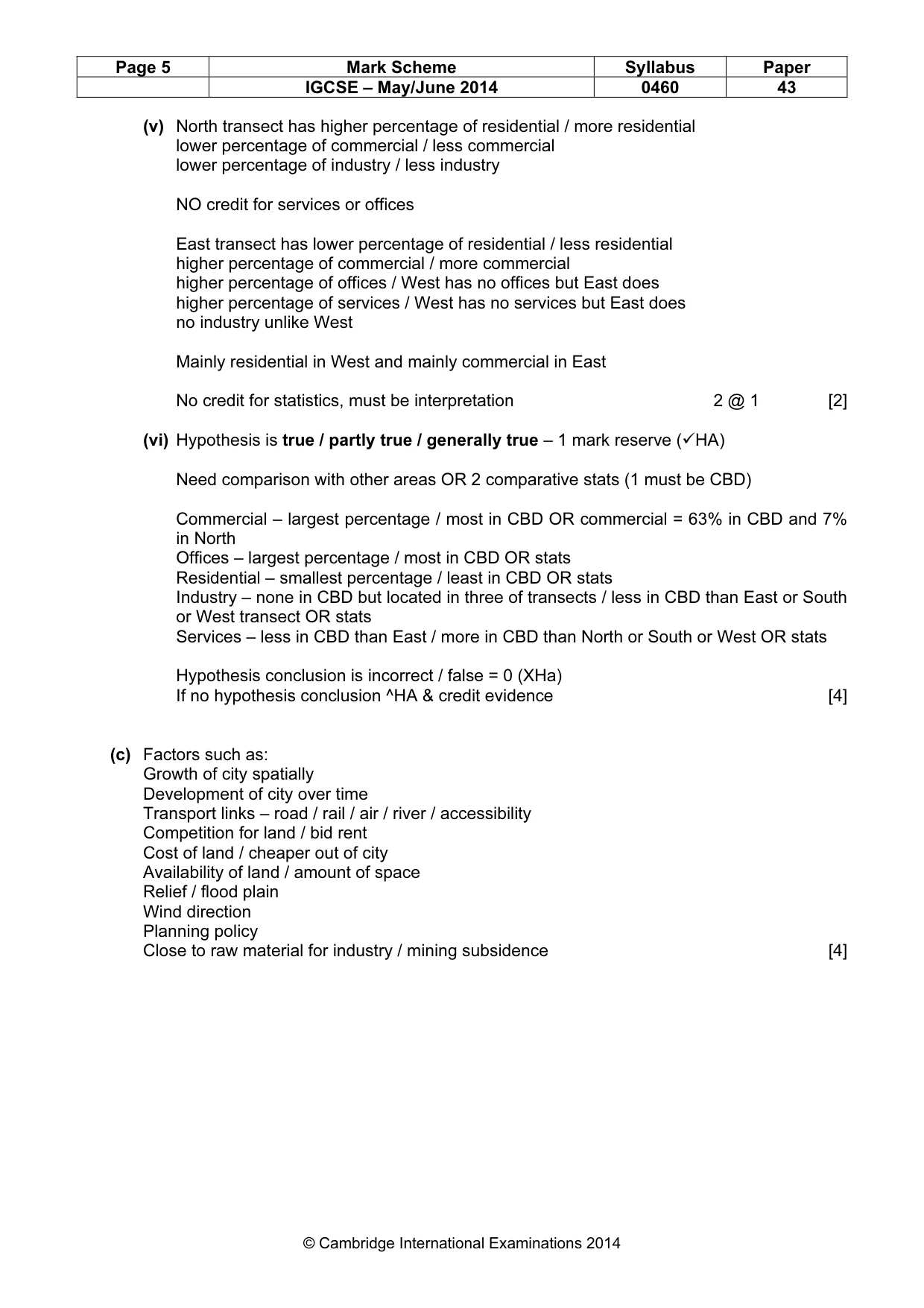 Mark scheme, page 5 of 6