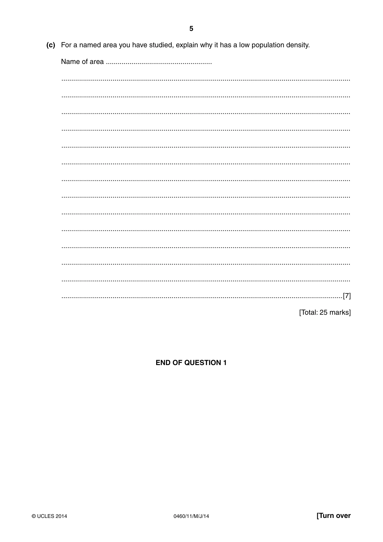 Cambridge IGCSE Geography 0460 2014 May/June Paper 1 · Variant 1 question paper, page 5 of 28