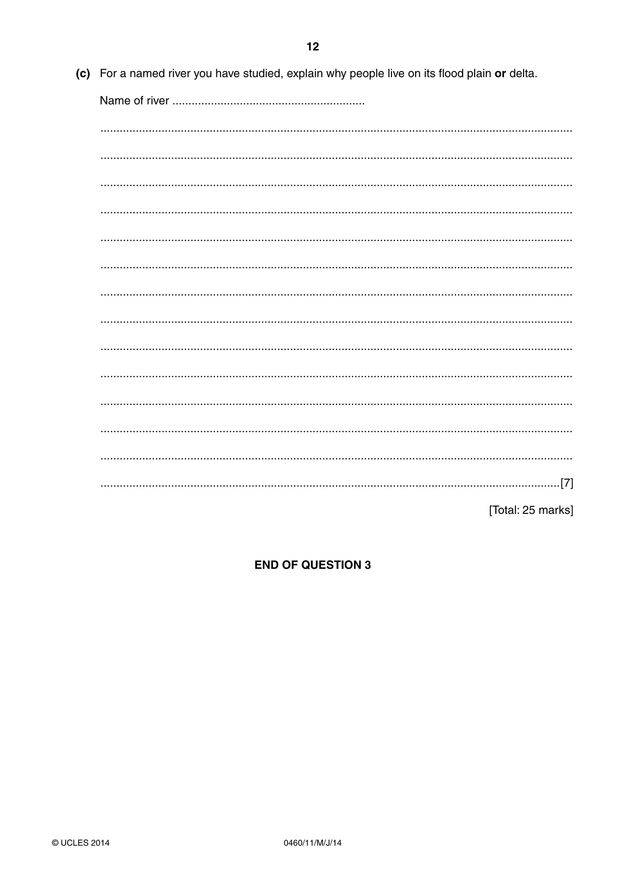 Cambridge IGCSE Geography 0460 2014 May/June Paper 1 · Variant 1 question paper, page 12 of 28