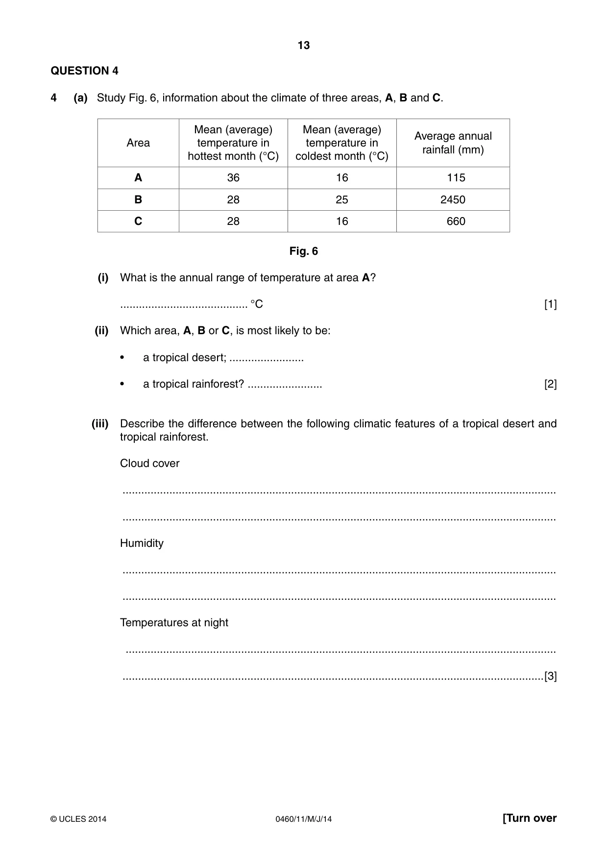 Cambridge IGCSE Geography 0460 2014 May/June Paper 1 · Variant 1 question paper, page 13 of 28
