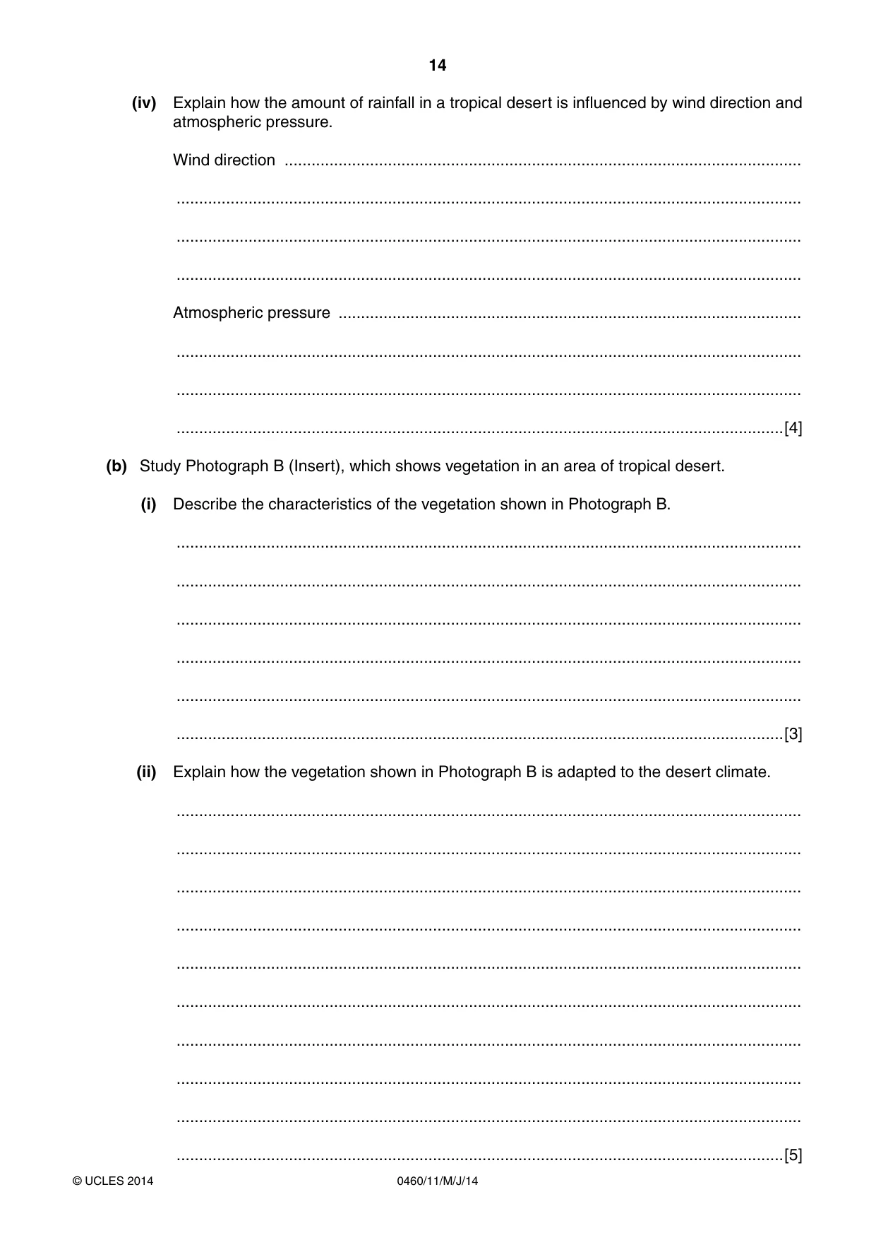 Cambridge IGCSE Geography 0460 2014 May/June Paper 1 · Variant 1 question paper, page 14 of 28