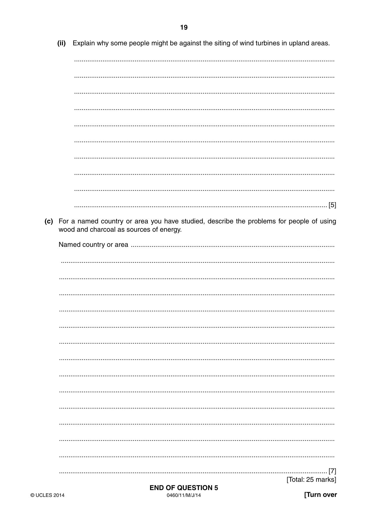 Cambridge IGCSE Geography 0460 2014 May/June Paper 1 · Variant 1 question paper, page 19 of 28
