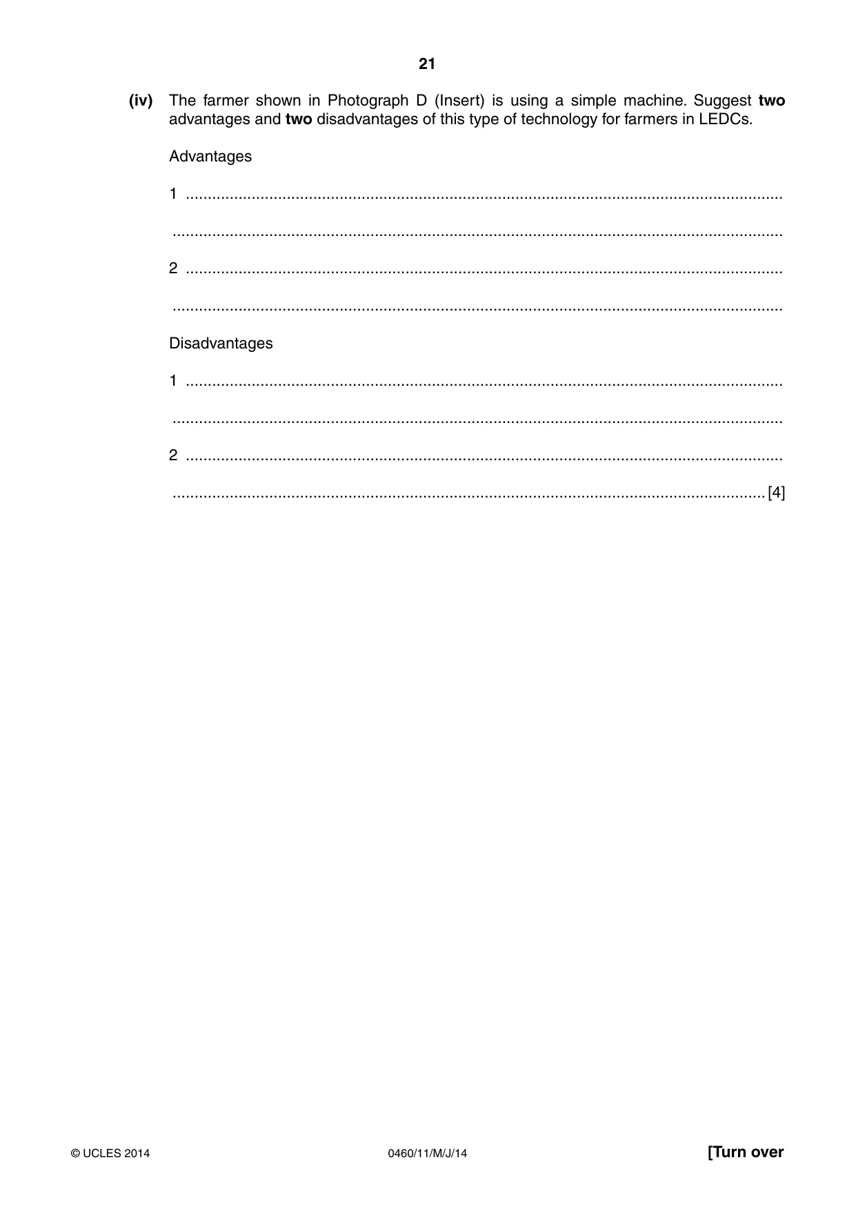 Cambridge IGCSE Geography 0460 2014 May/June Paper 1 · Variant 1 question paper, page 21 of 28