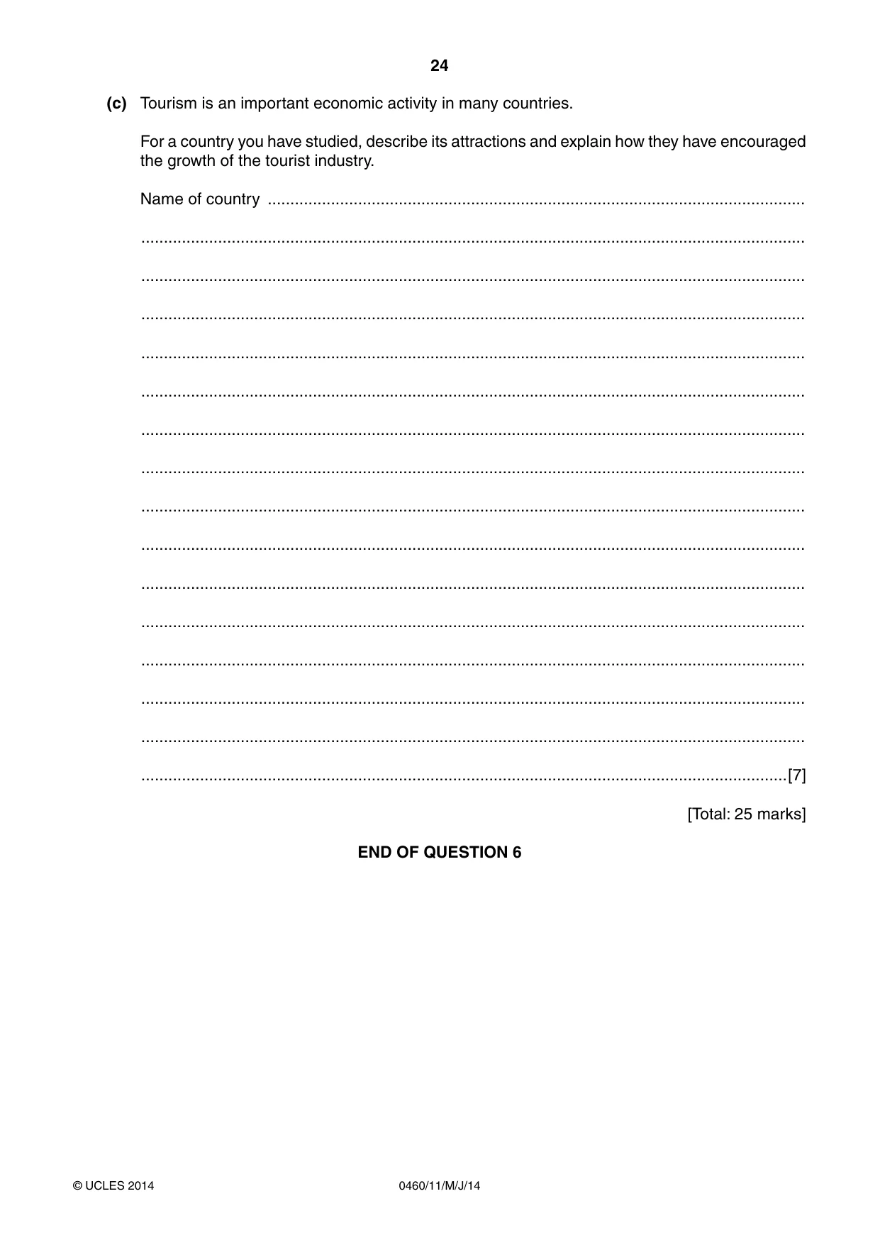 Cambridge IGCSE Geography 0460 2014 May/June Paper 1 · Variant 1 question paper, page 24 of 28