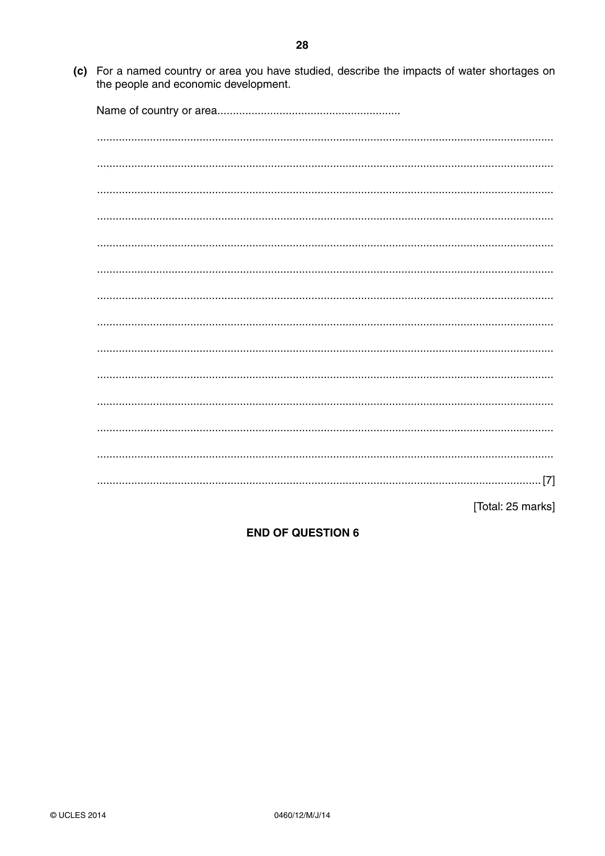 Cambridge IGCSE Geography 0460 2014 May/June Paper 1 · Variant 2 question paper, page 28 of 32