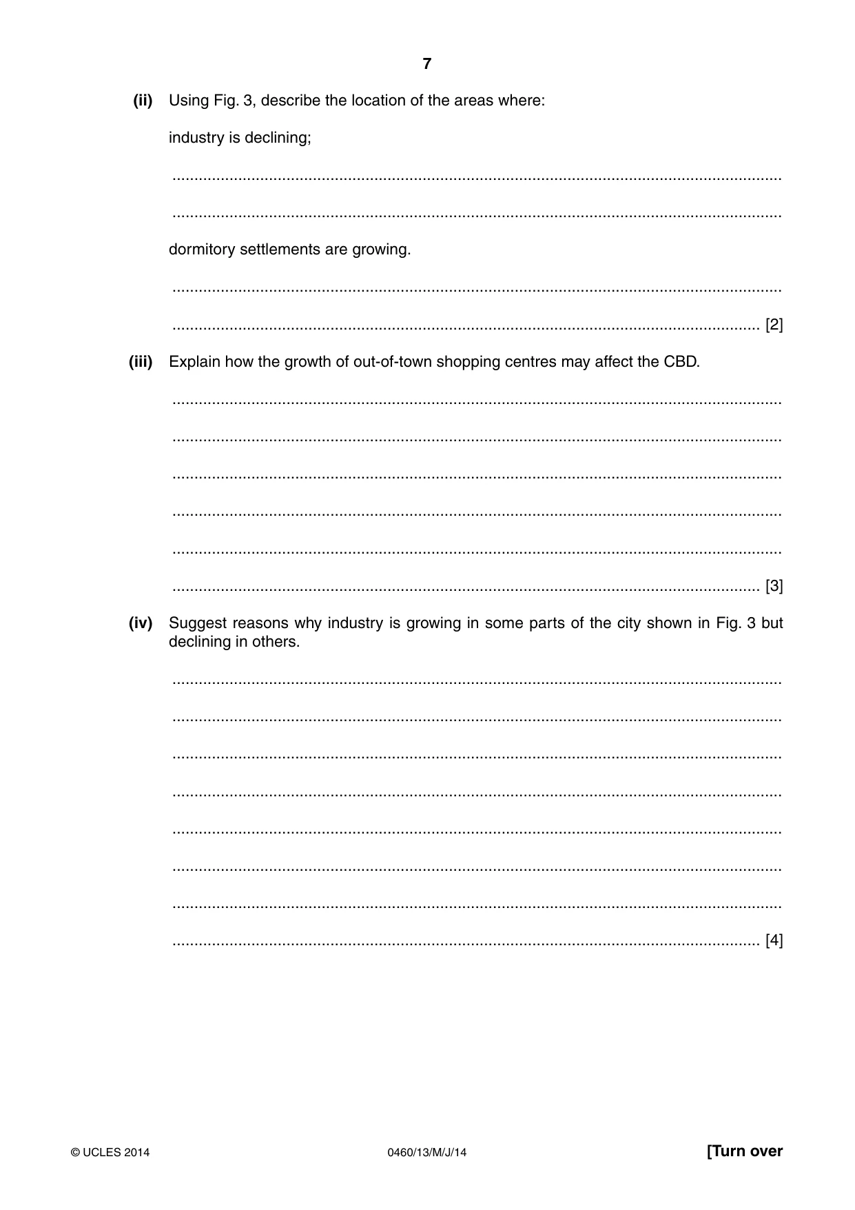 Cambridge IGCSE Geography 0460 2014 May/June Paper 1 · Variant 3 question paper, page 7 of 28