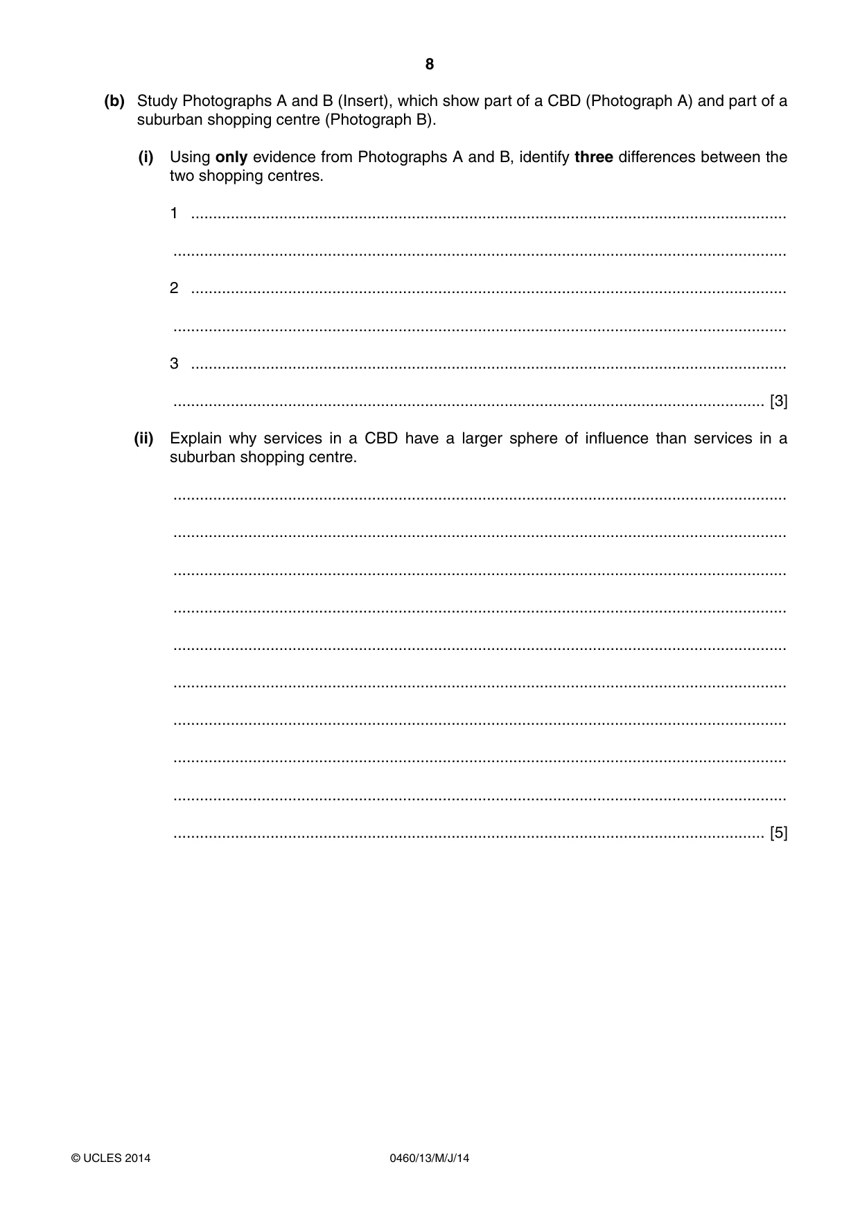 Cambridge IGCSE Geography 0460 2014 May/June Paper 1 · Variant 3 question paper, page 8 of 28